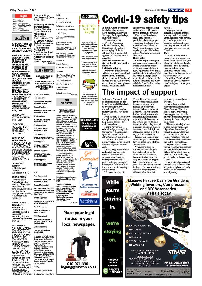 Germiston City News 17 December 2021 page 13