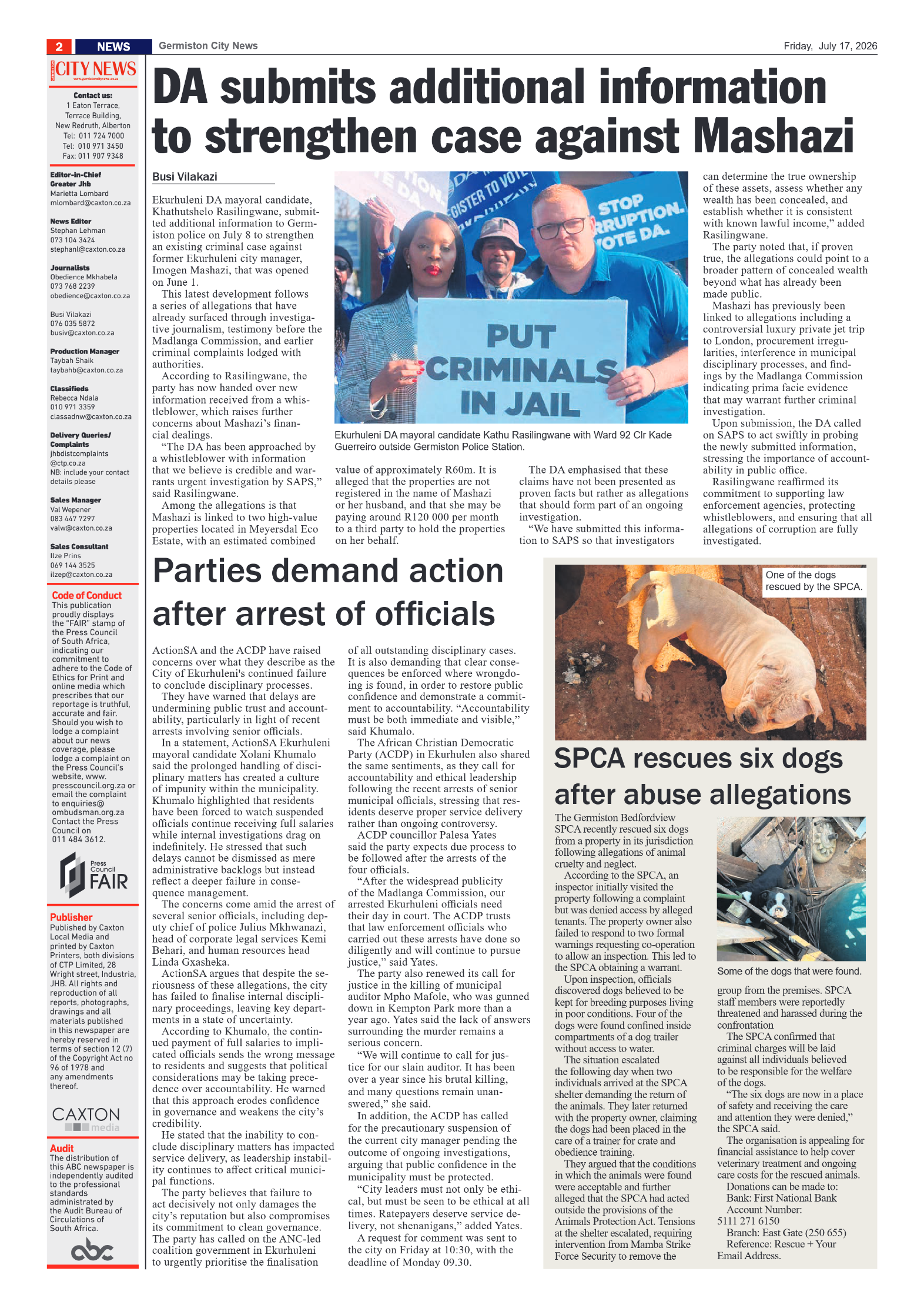 Germiston City News 17 July 2026 page 2