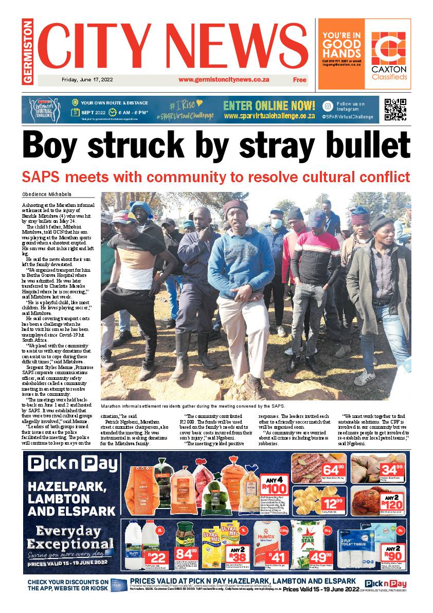 Germiston City News 17 June 2022 page 1