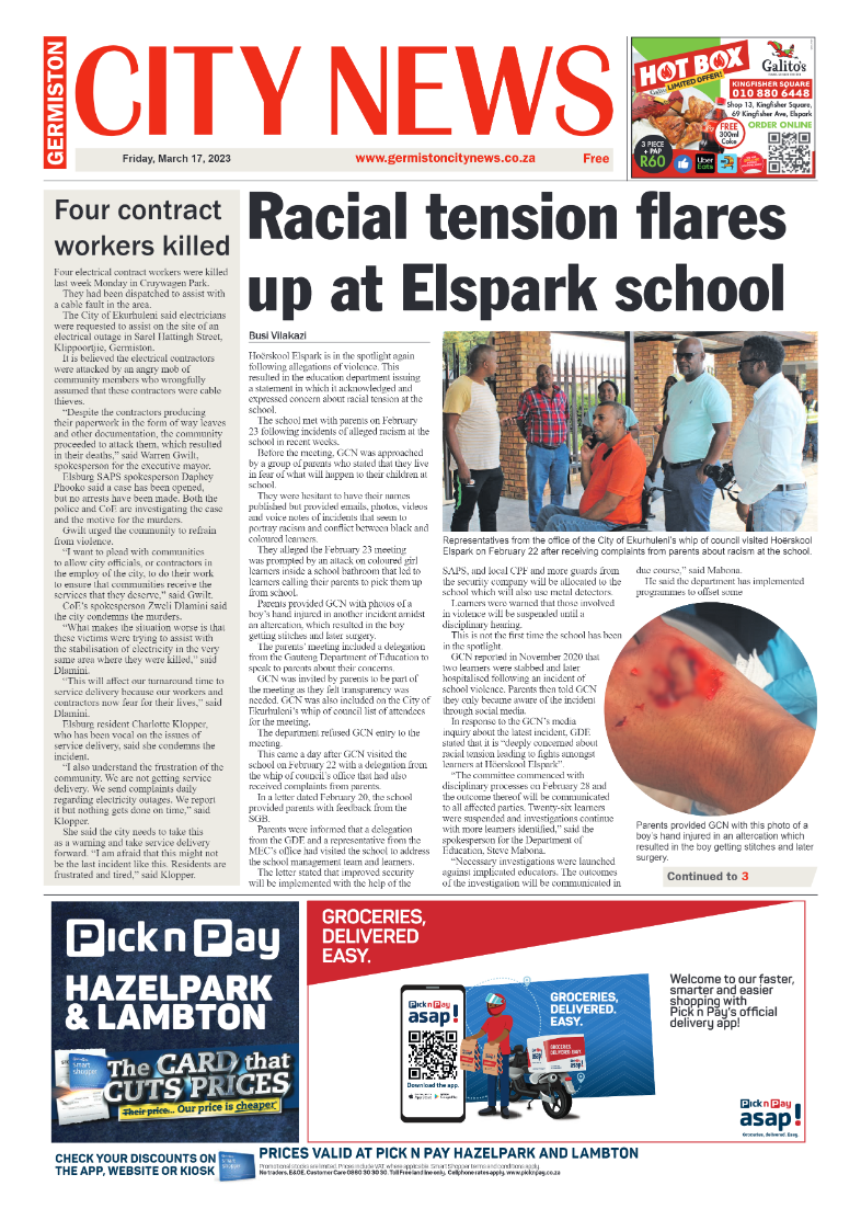 Germiston City News 17 March 2023 page 1