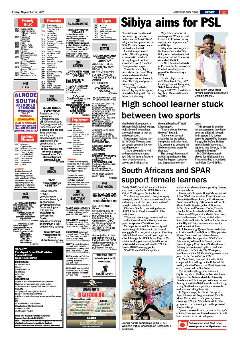 Germiston City News 17 September 2021 page 11