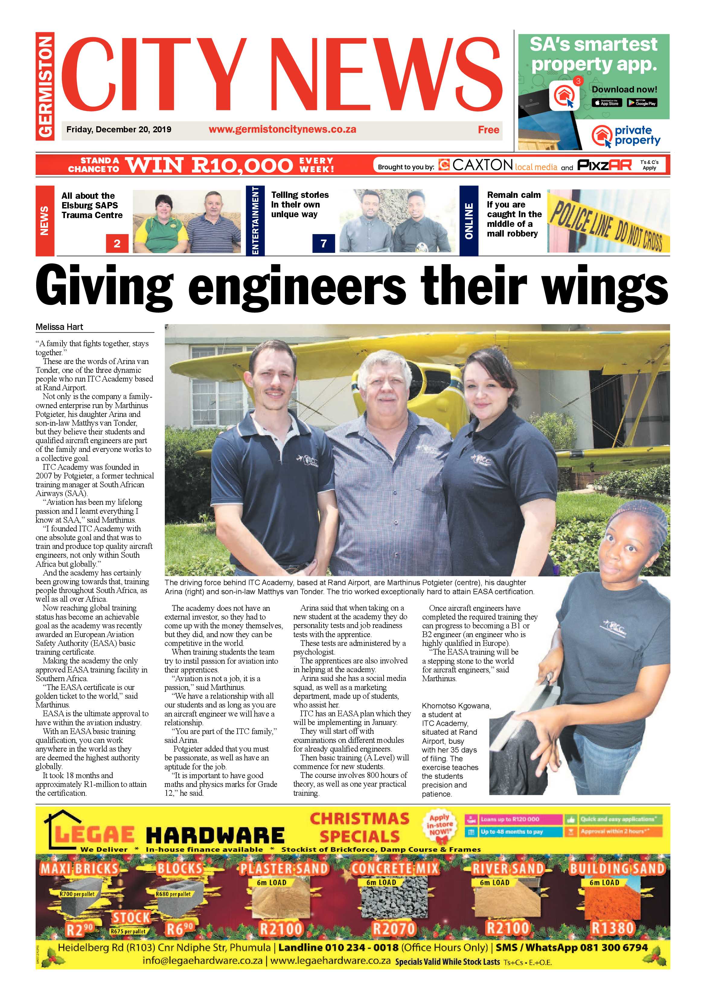 Germiston City News 18 December 2019 page 1