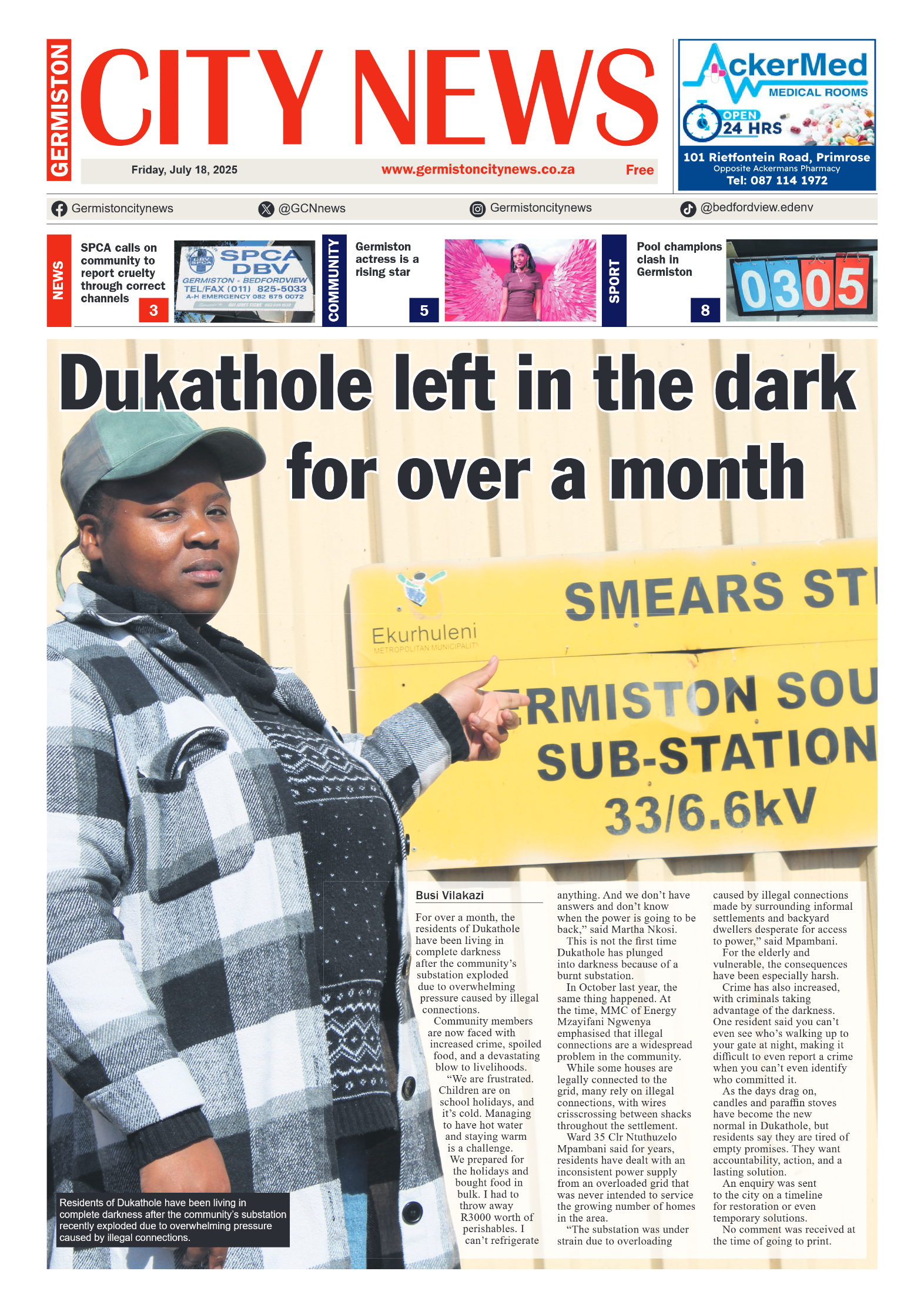 Germiston City News 18 July 2025 page 1
