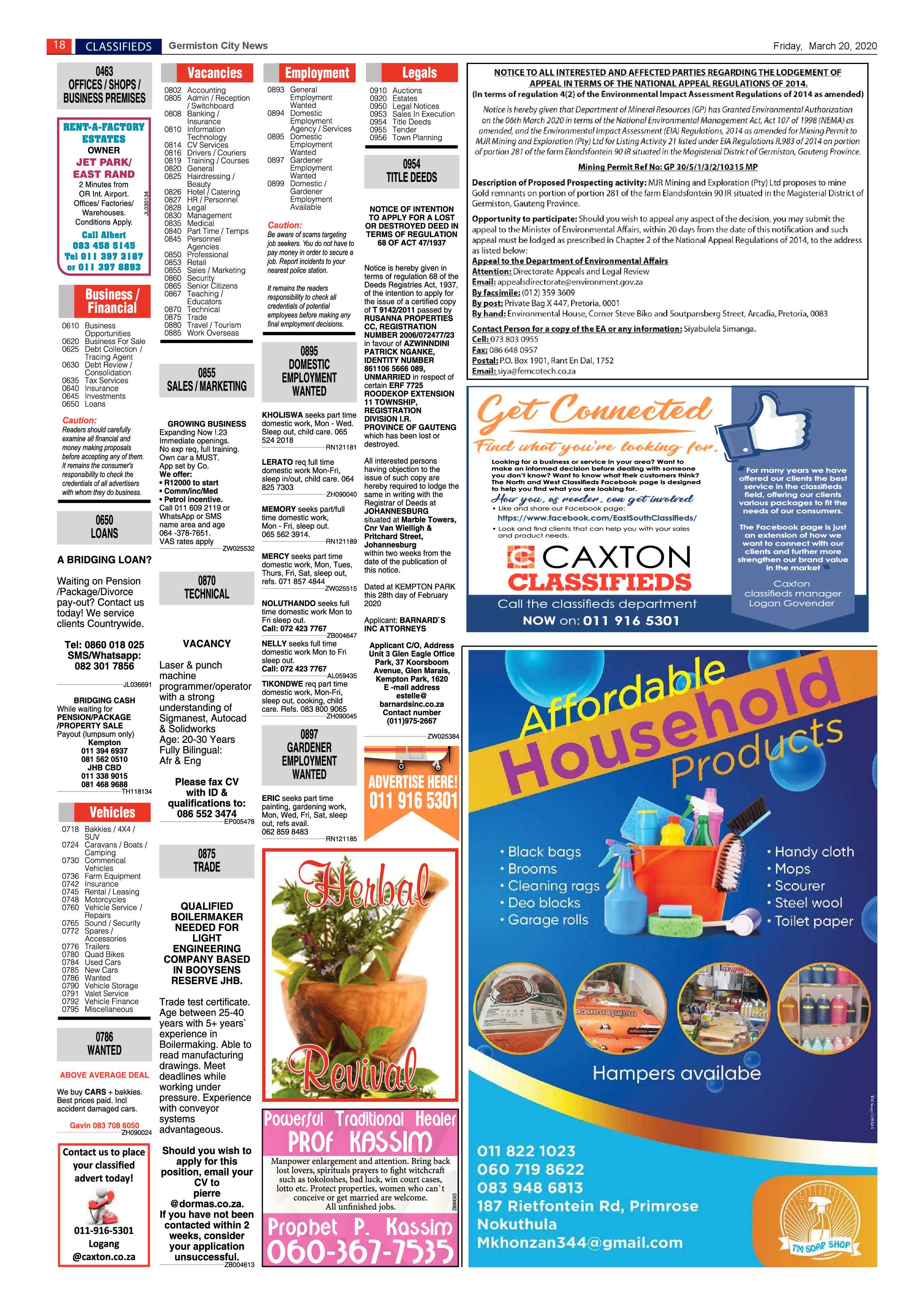 Germiston City News 18 March 2020 page 18