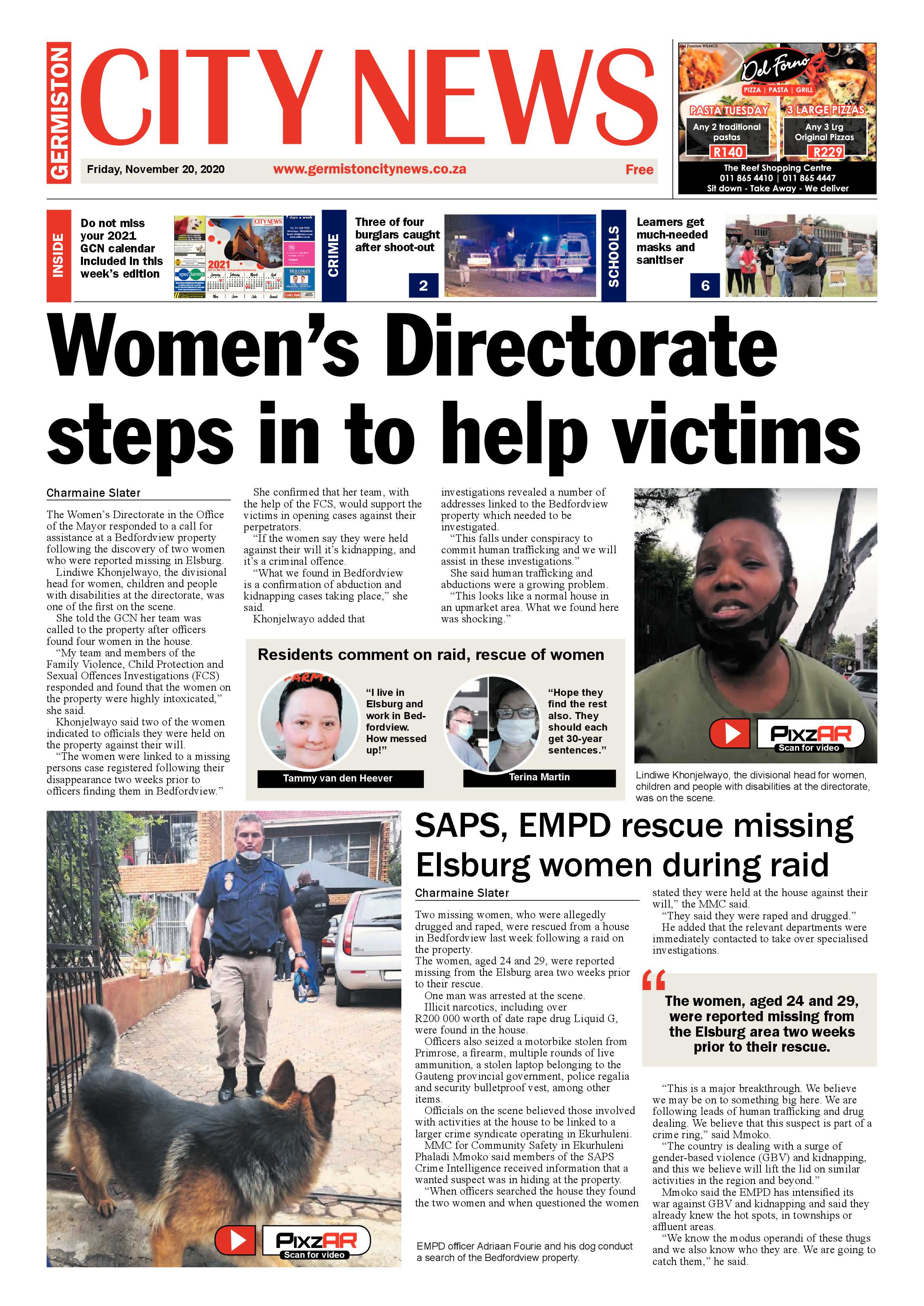 Germiston City News 18 November  2020 page 1