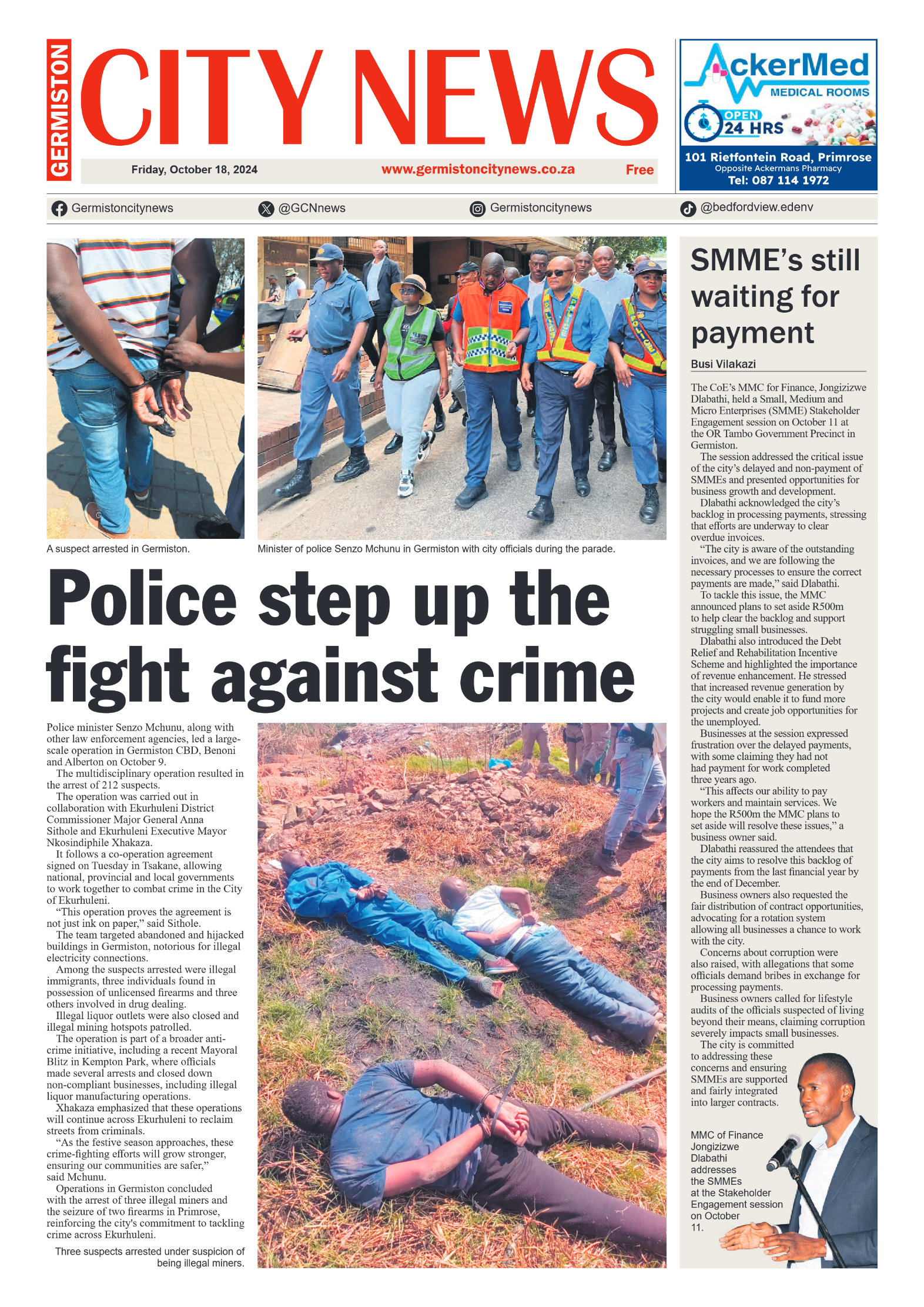Germiston City News 18 October 2024 page 1
