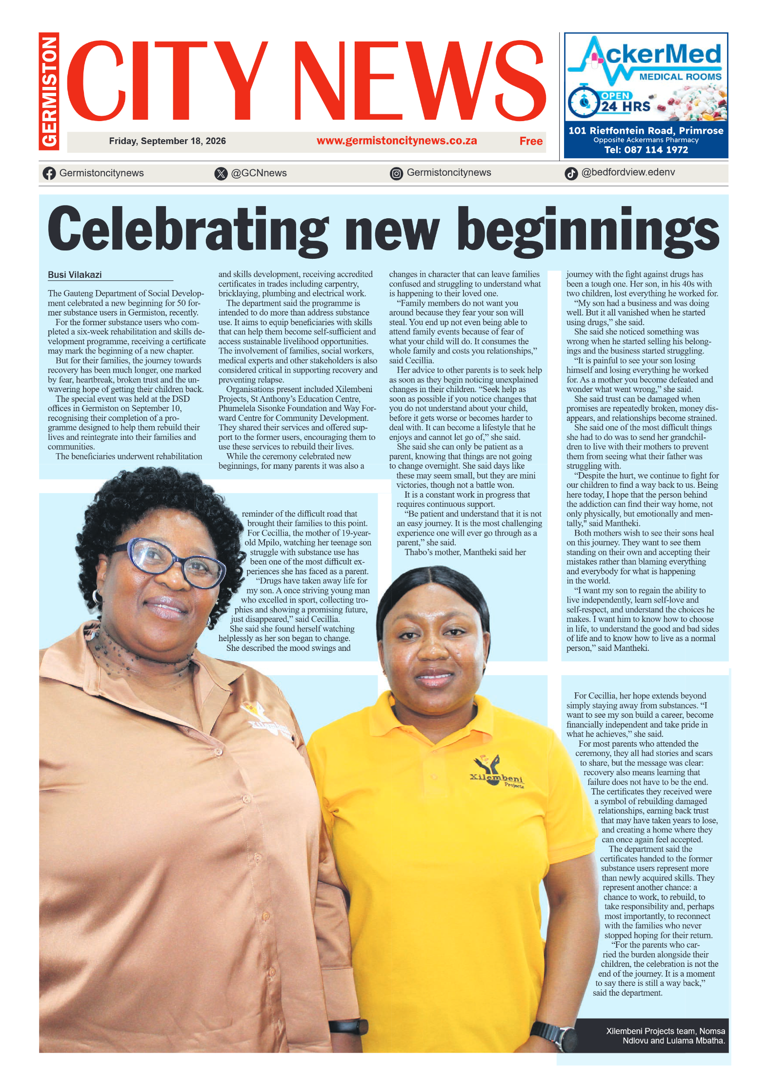 Germiston City News 18 September 2026 page 1