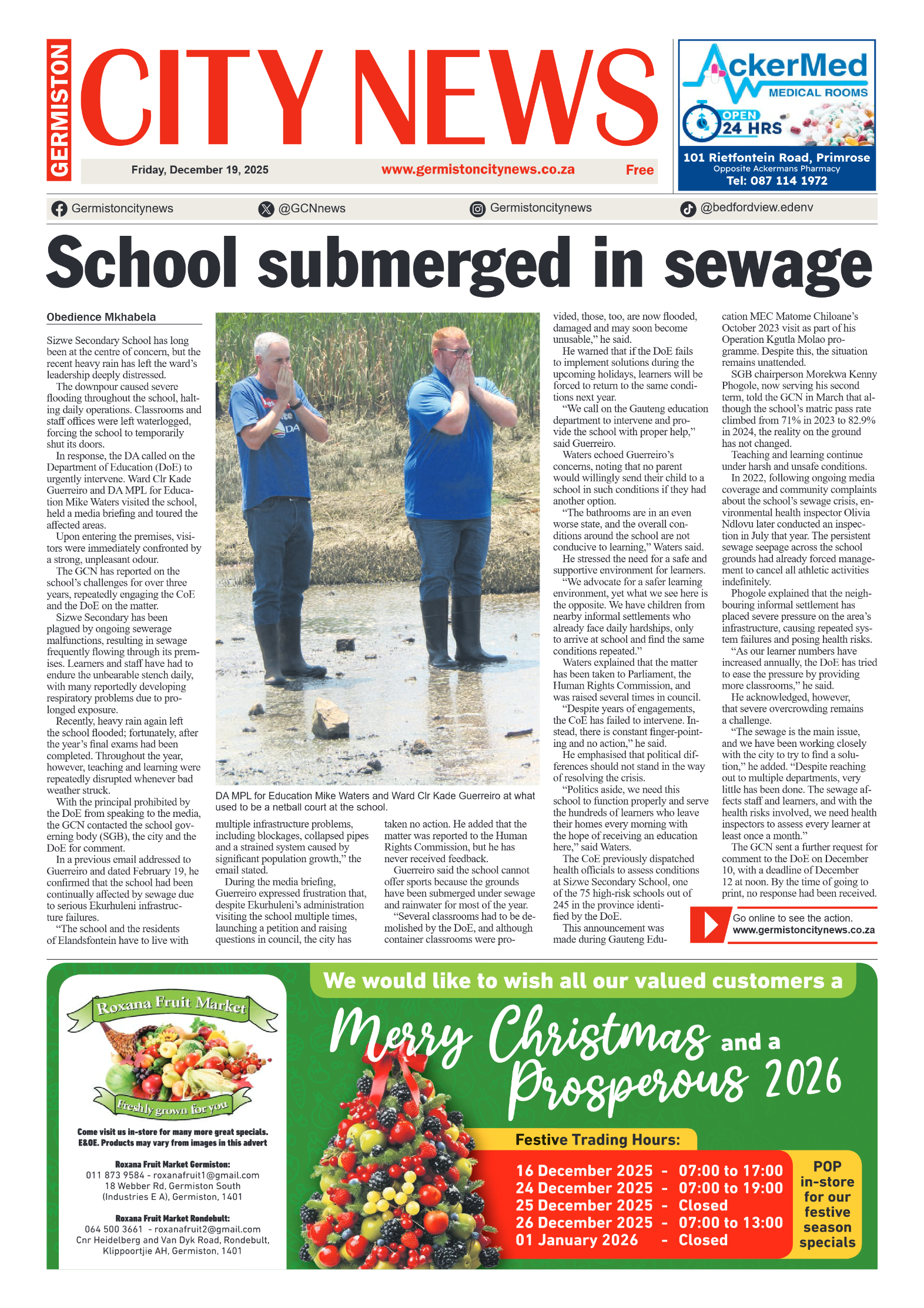 Germiston City News 19 December 2025 page 1