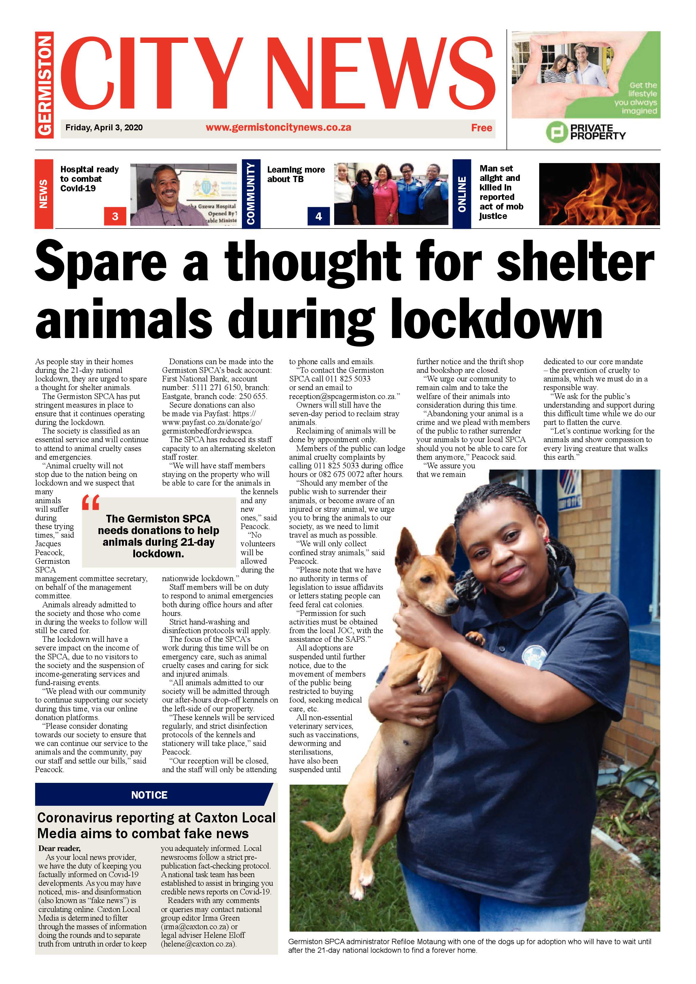 Germiston City News 1 April 2020 page 1