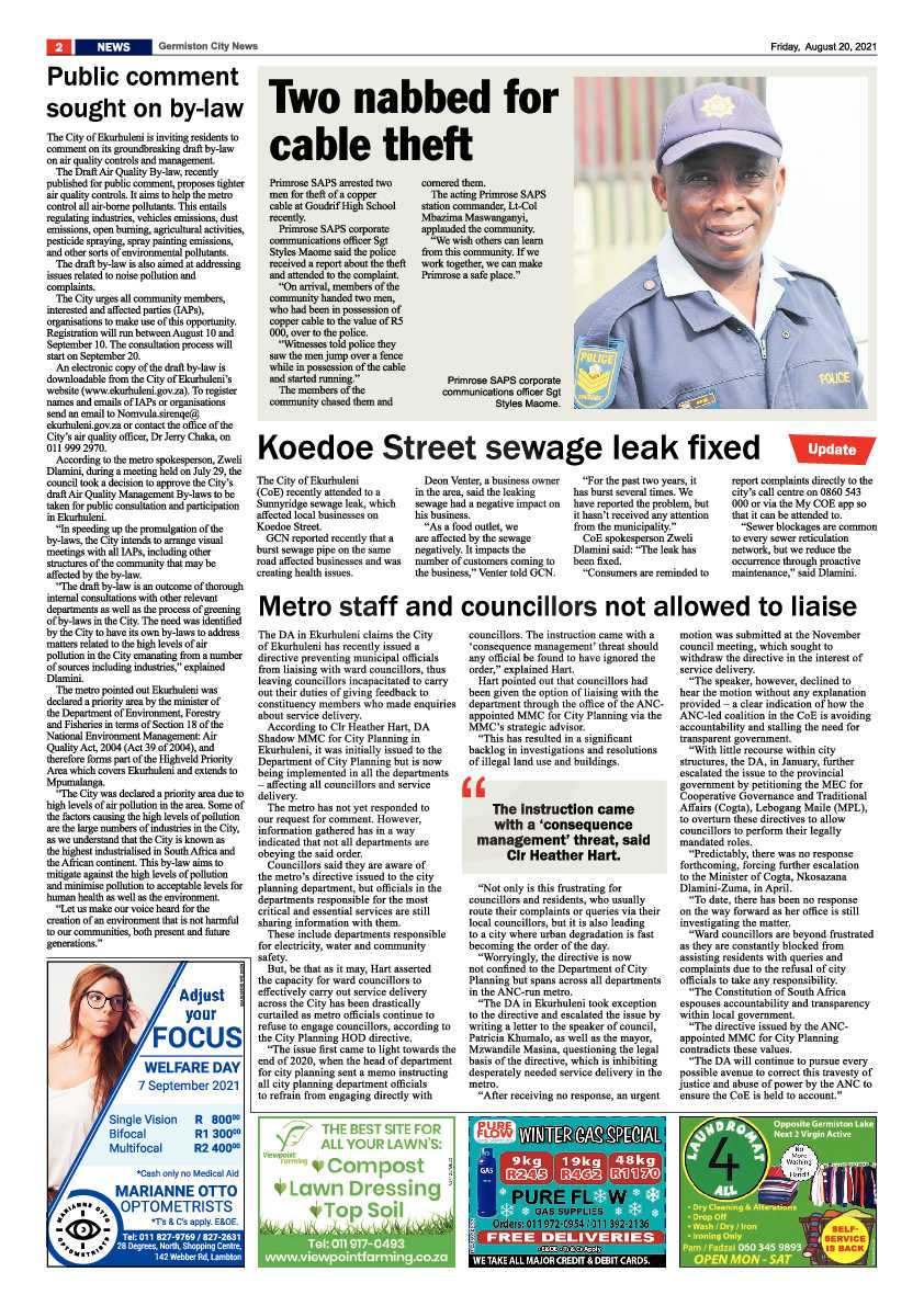 Germiston City News 20 August 2021 page 2
