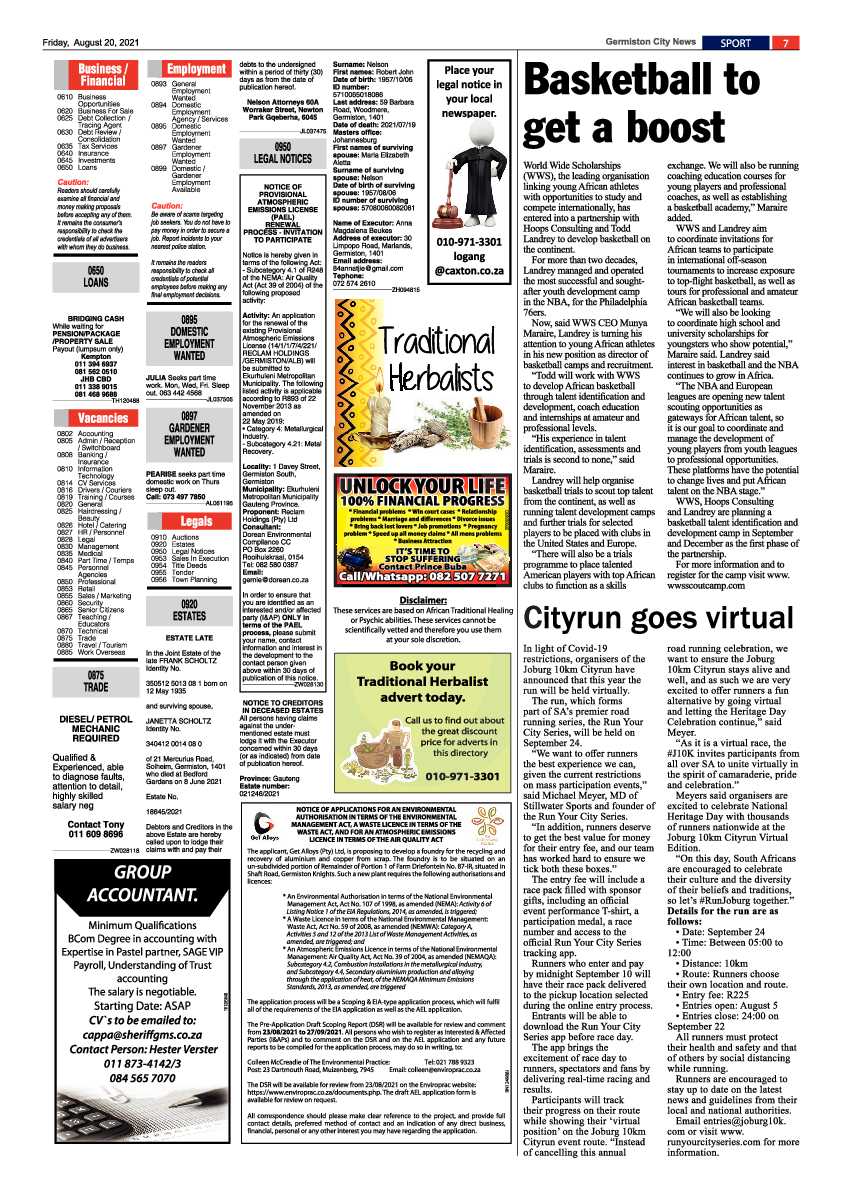 Germiston City News 20 August 2021 page 7