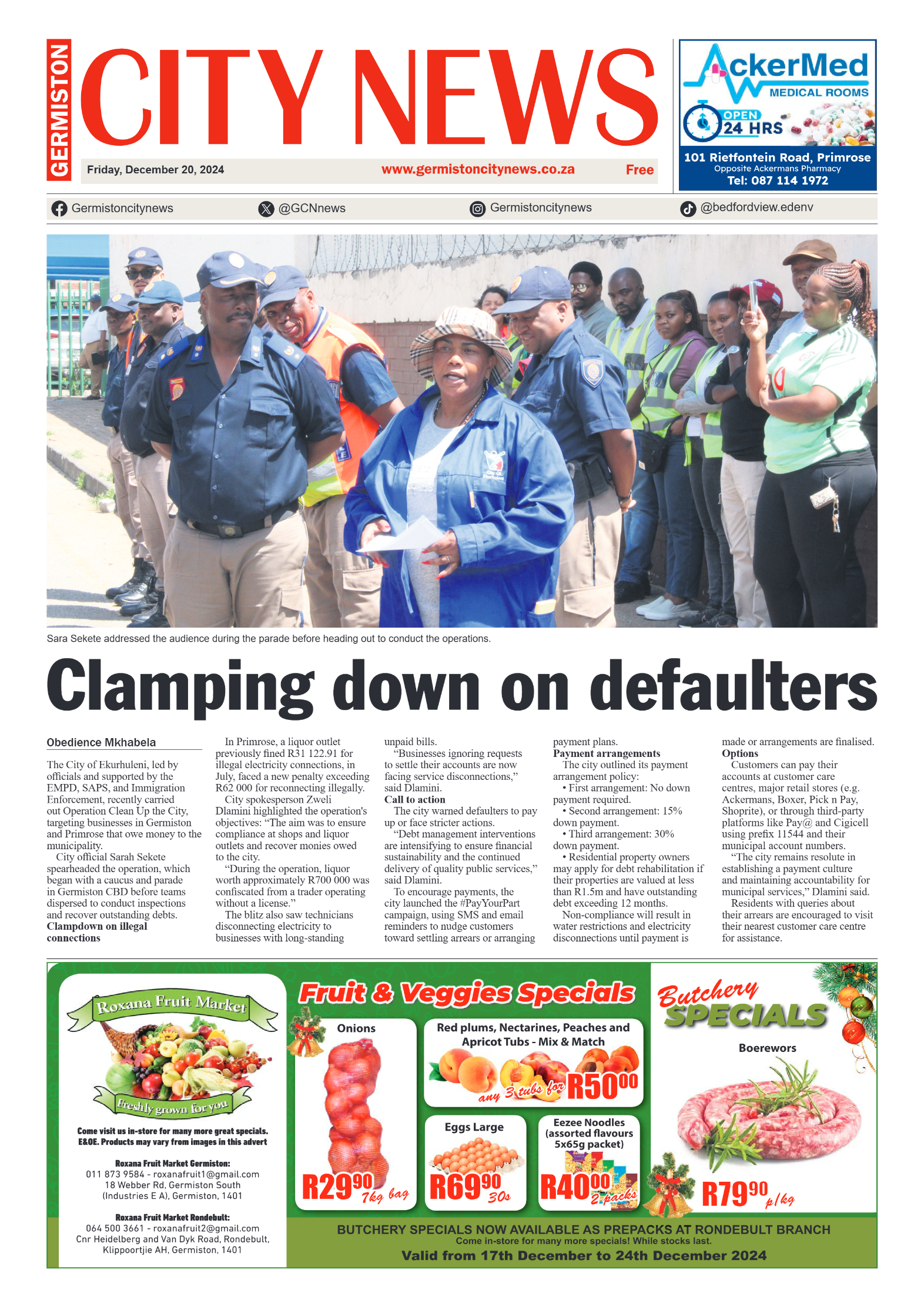 Germiston City News 20 December 2024 page 1
