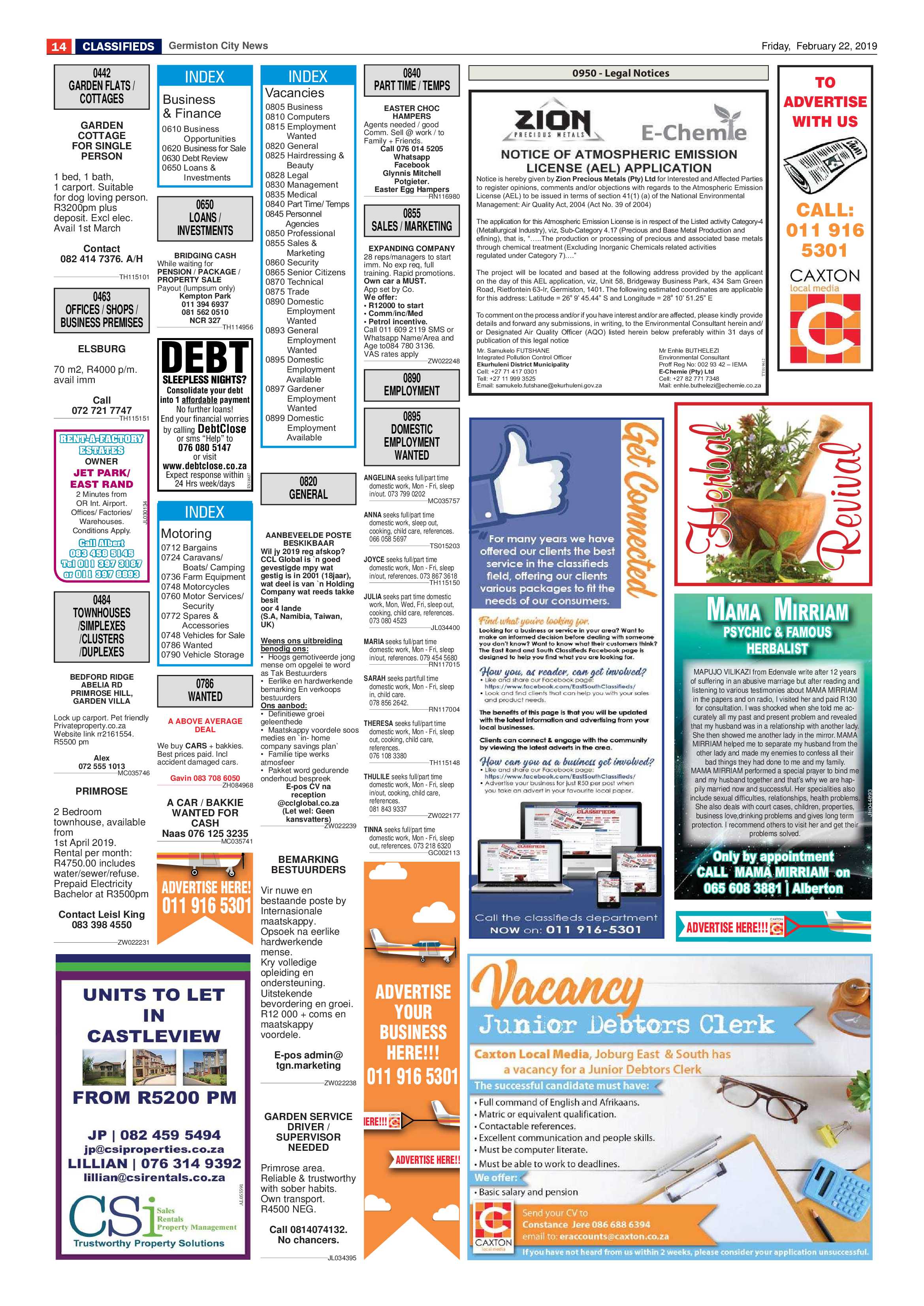 Germiston City News 20 February 2019 page 14