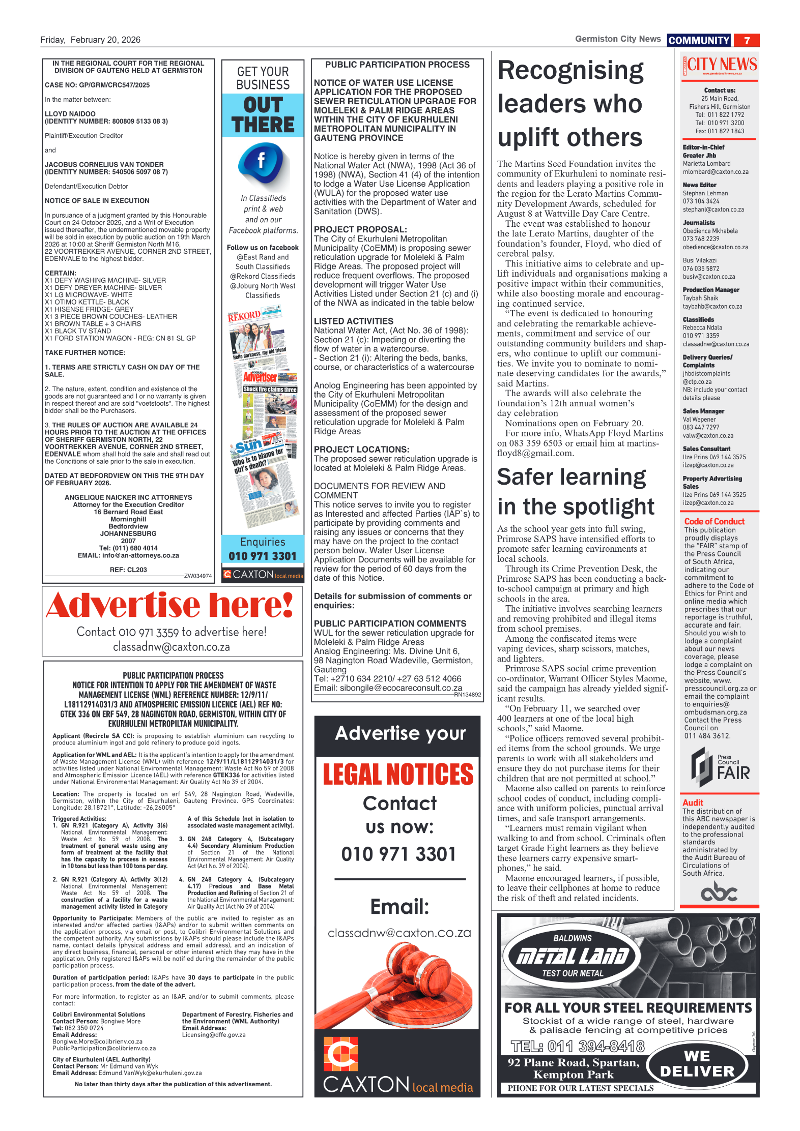 Germiston City News 20 February 2026 page 8
