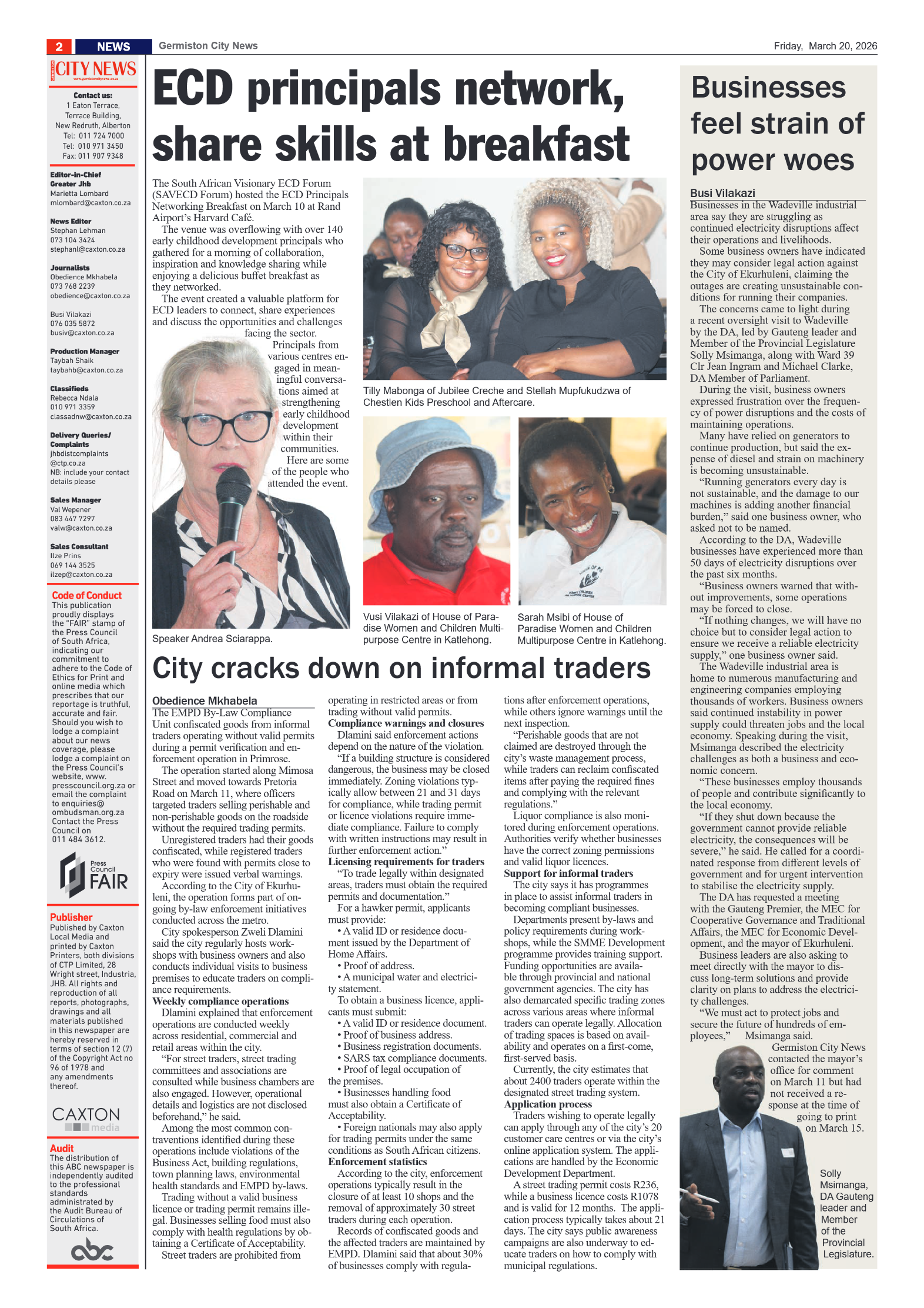 Germiston City News 20 March 2026 page 2
