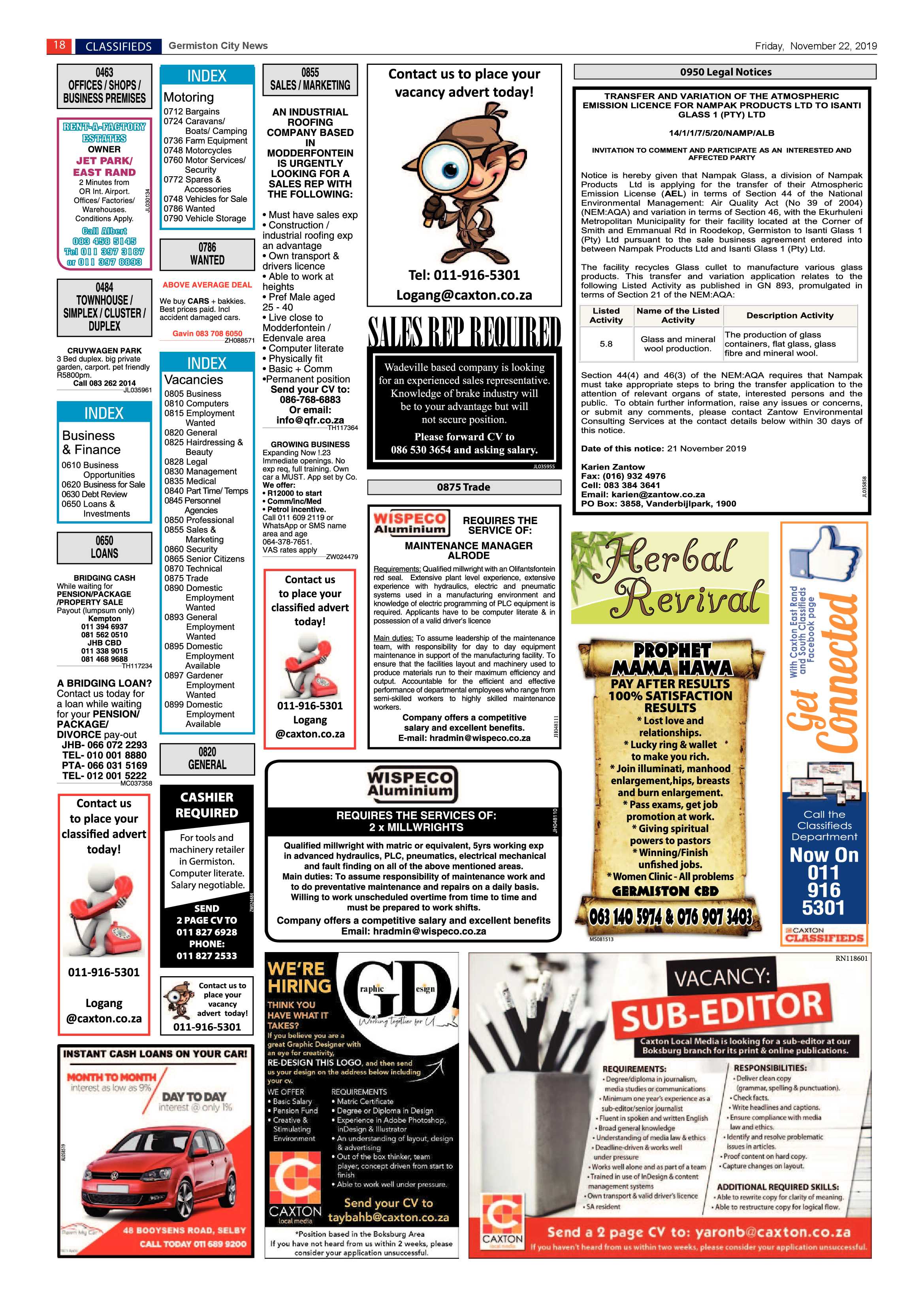 Germiston City News 20 November 2019 page 18