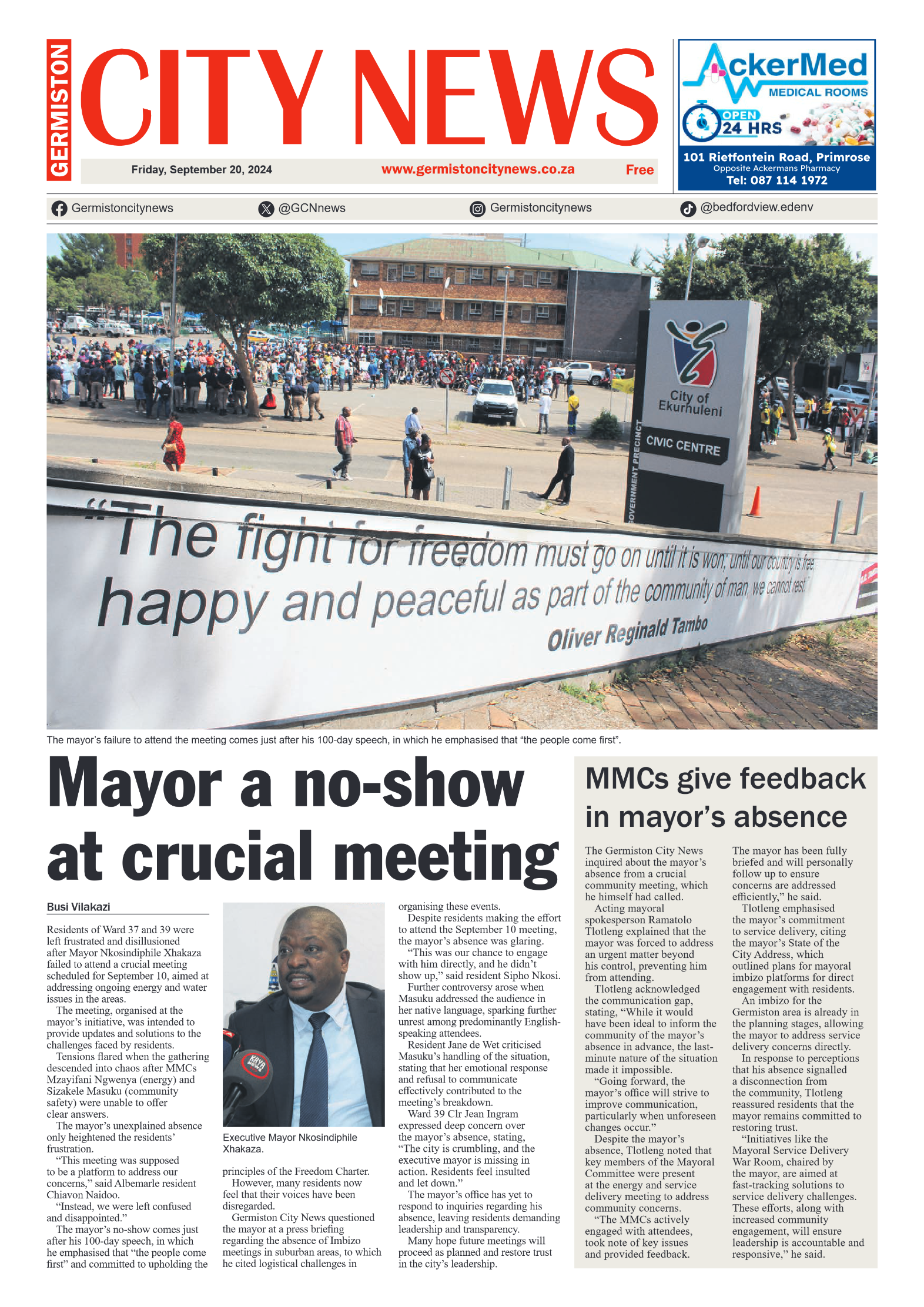 Germiston City News 20 September 2024 page 1