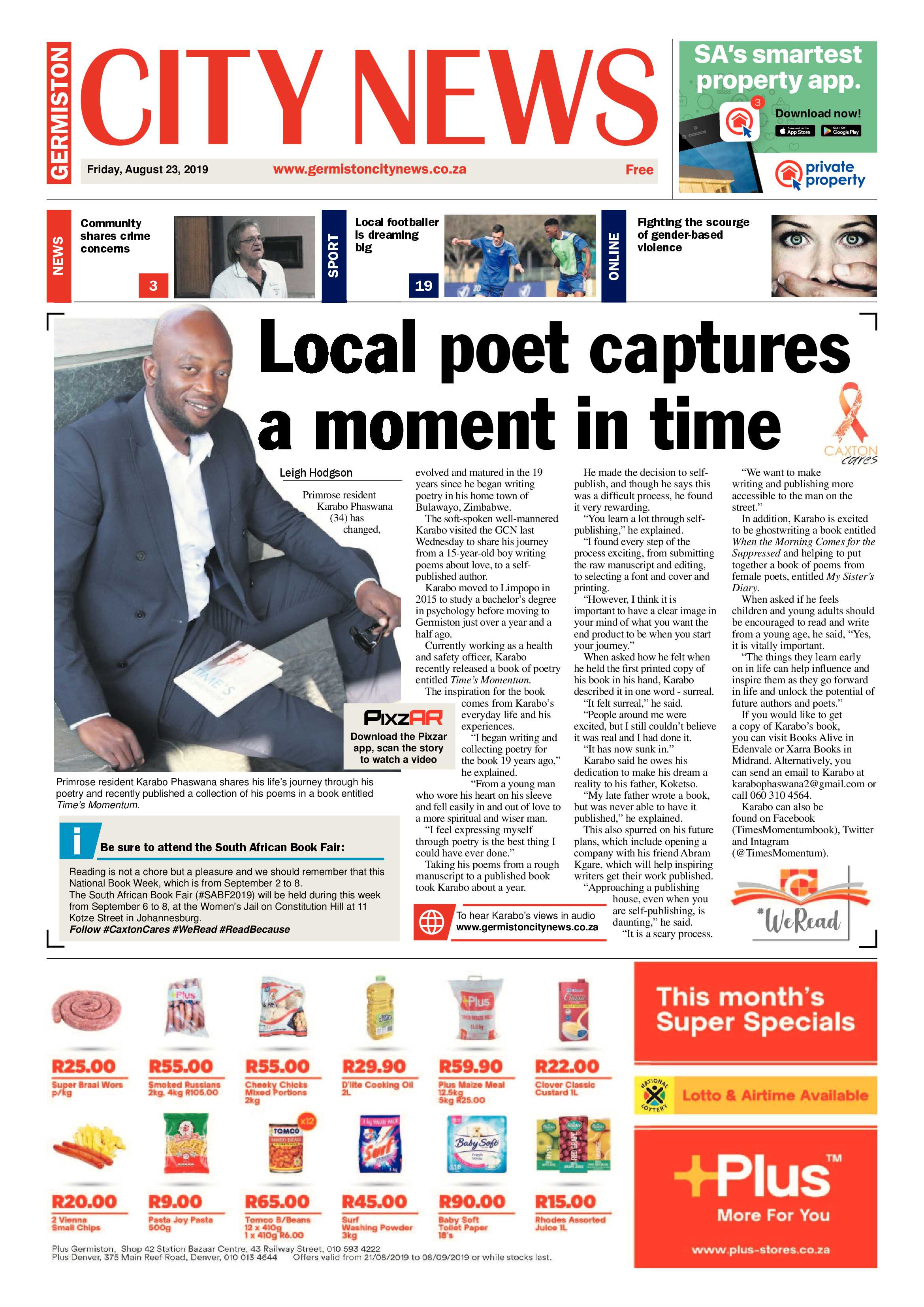 Germiston City News 21 August 2019 page 1