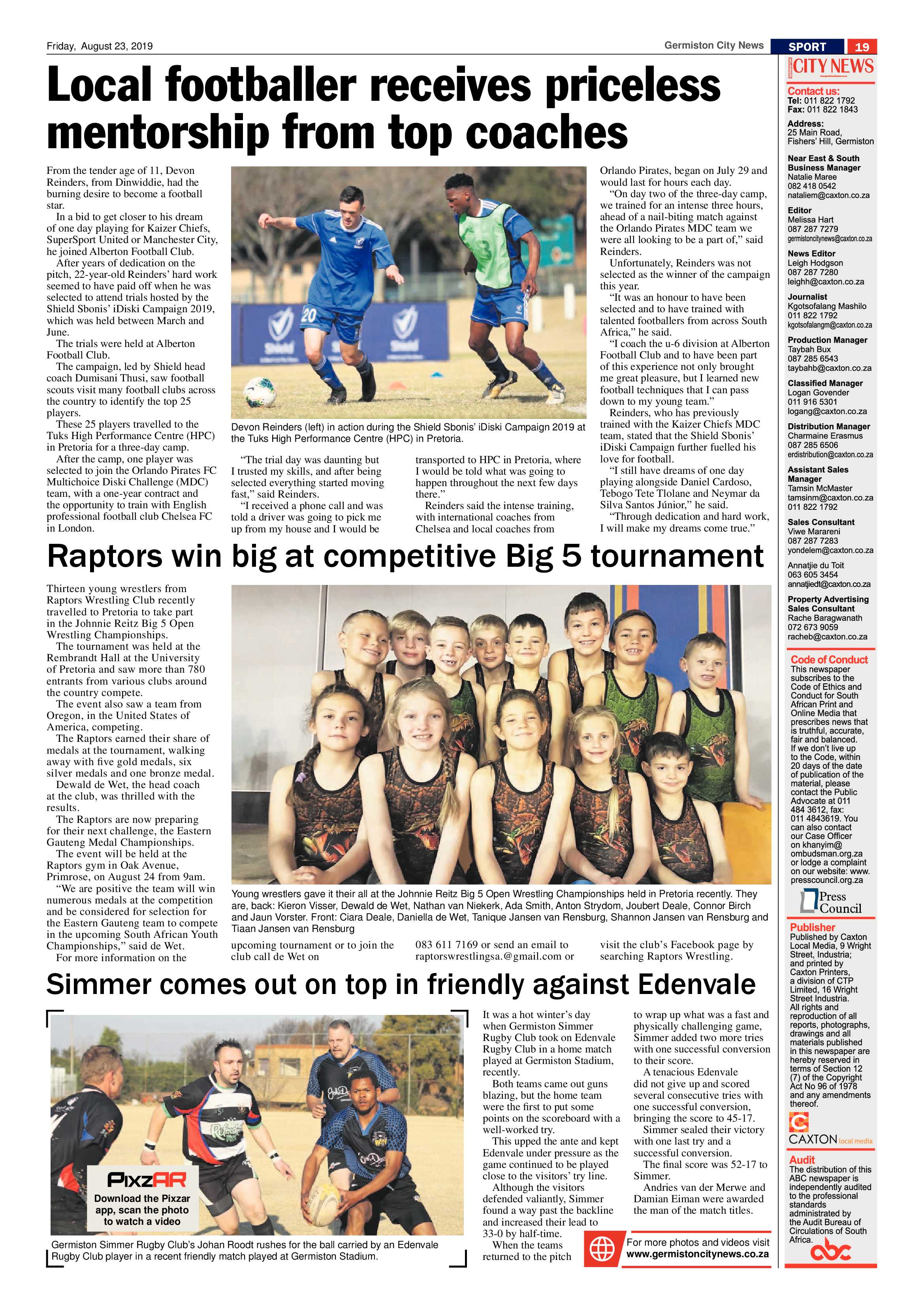 Germiston City News 21 August 2019 page 19