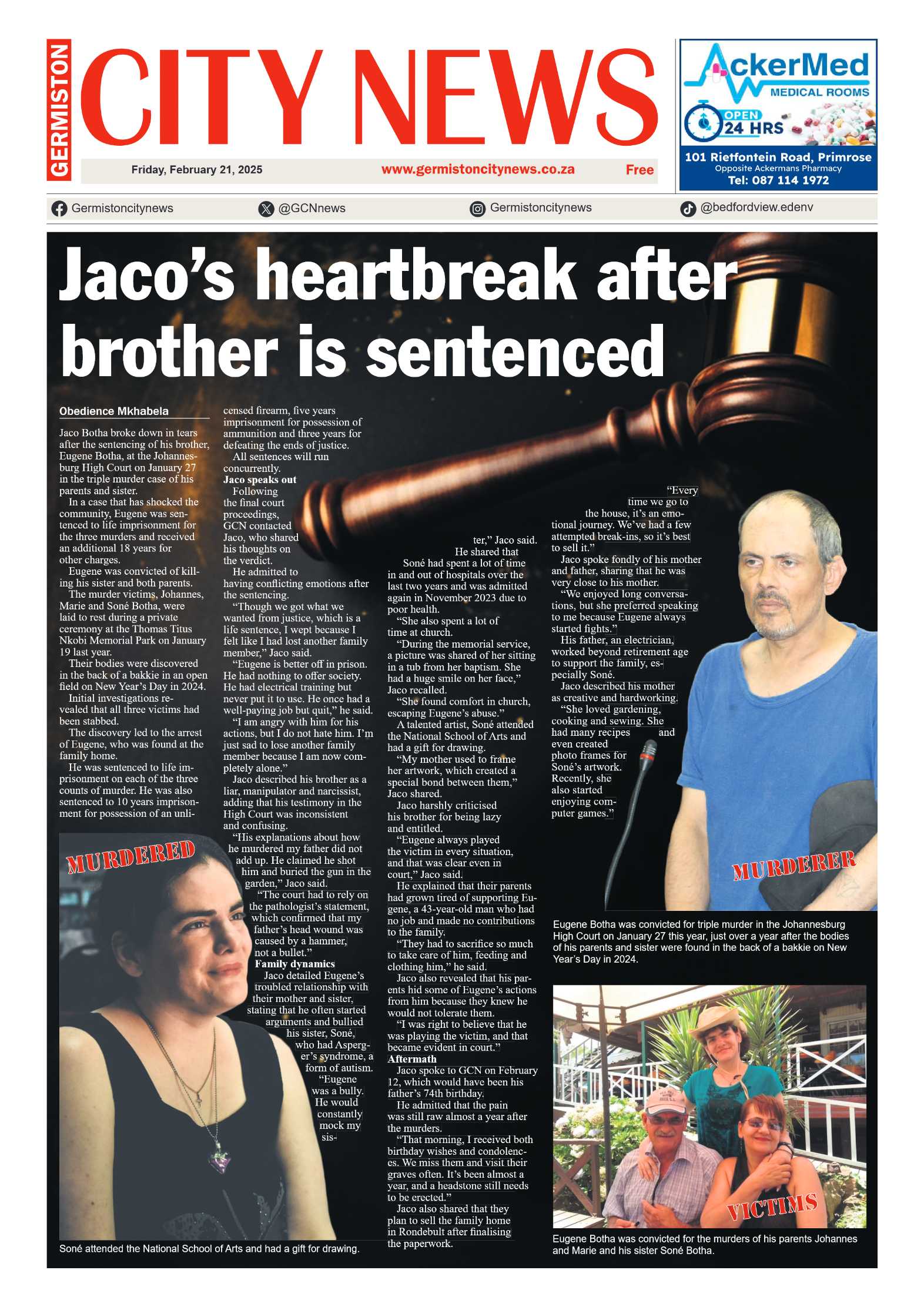 Germiston City News 21 February 2025 page 1
