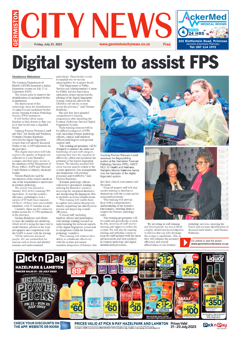 Germiston City News 21 July 2023 page 1