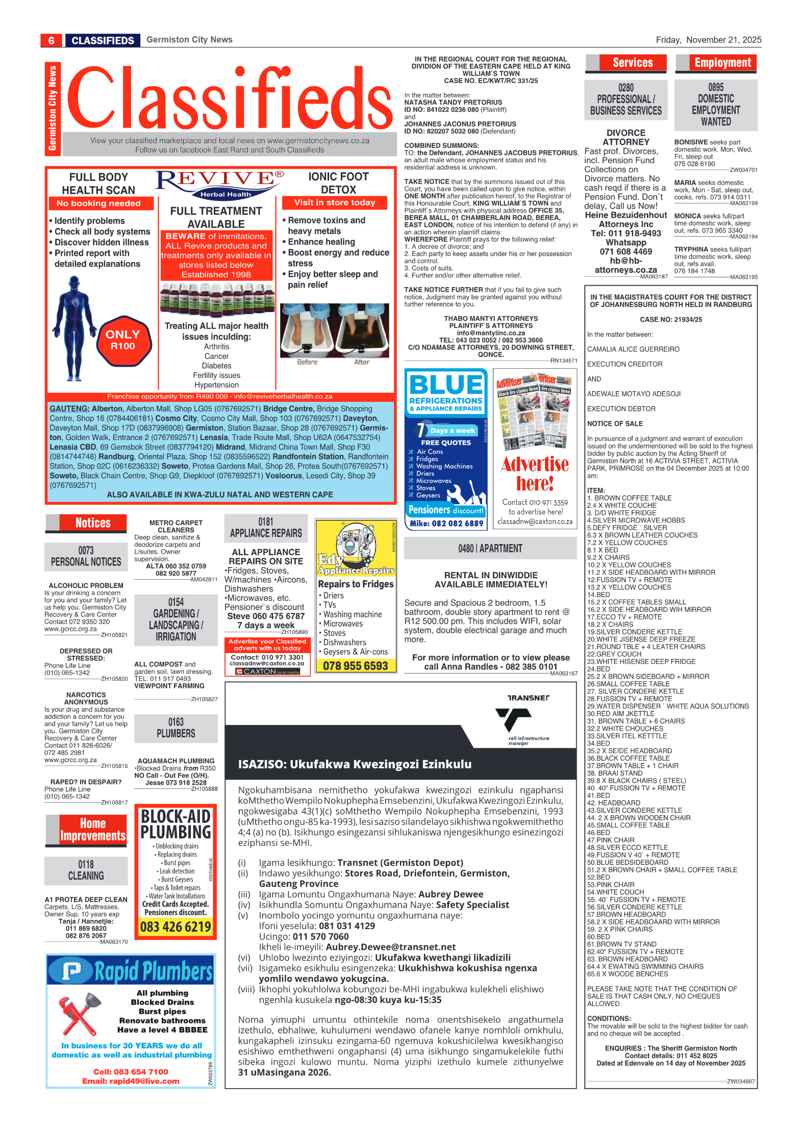 Germiston City News 21 November 2025 page 6