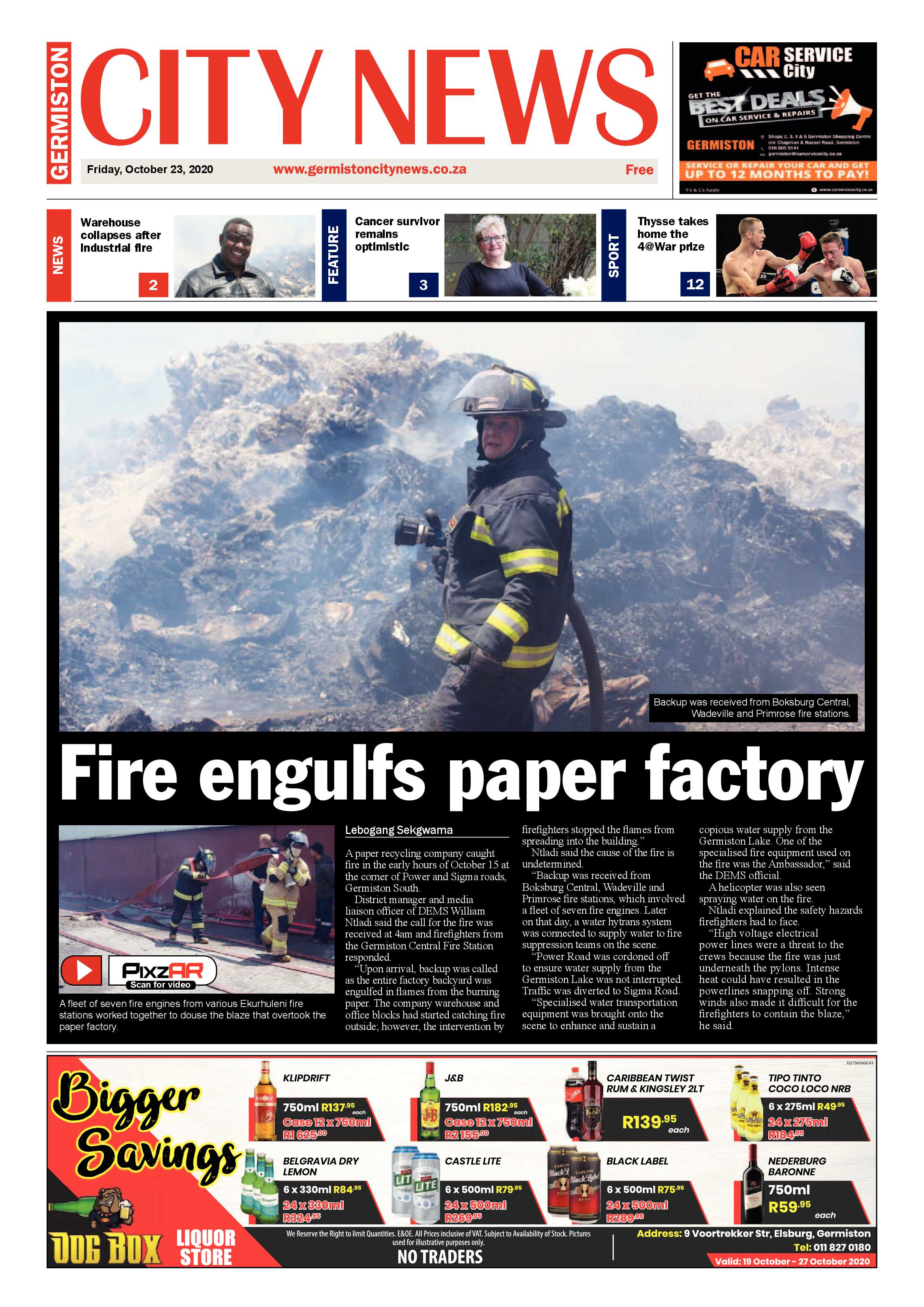 Germiston City News 21 October  2020 page 1