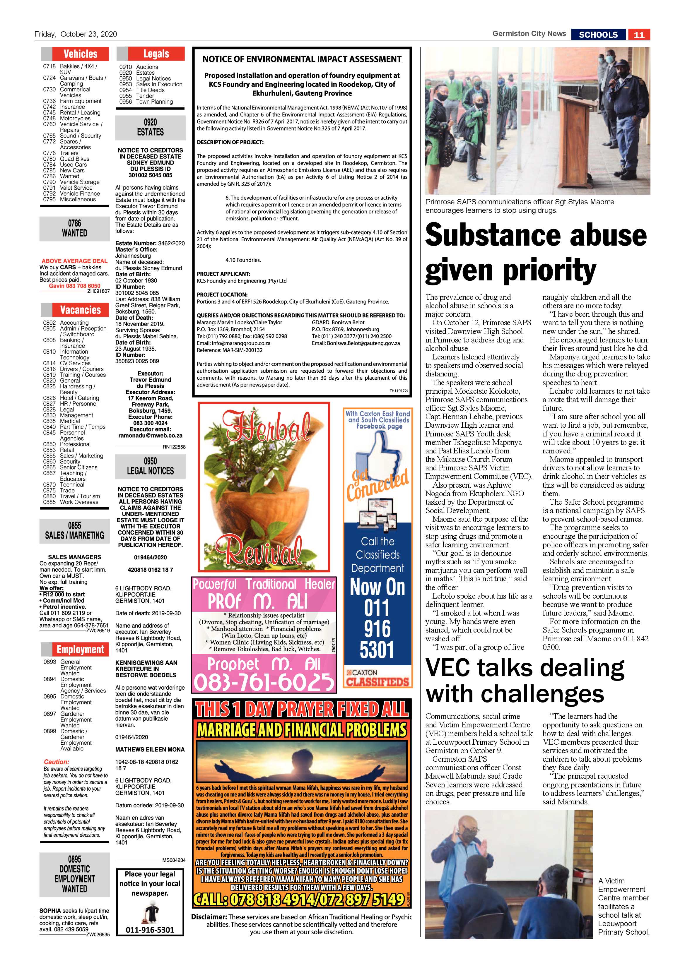 Germiston City News 21 October  2020 page 11