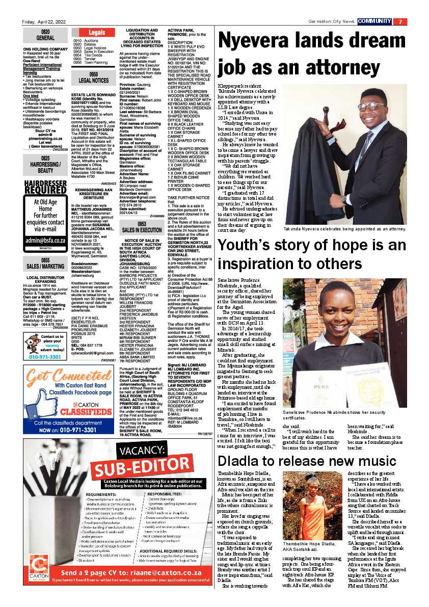 Germiston City News 22 April 2022 page 9