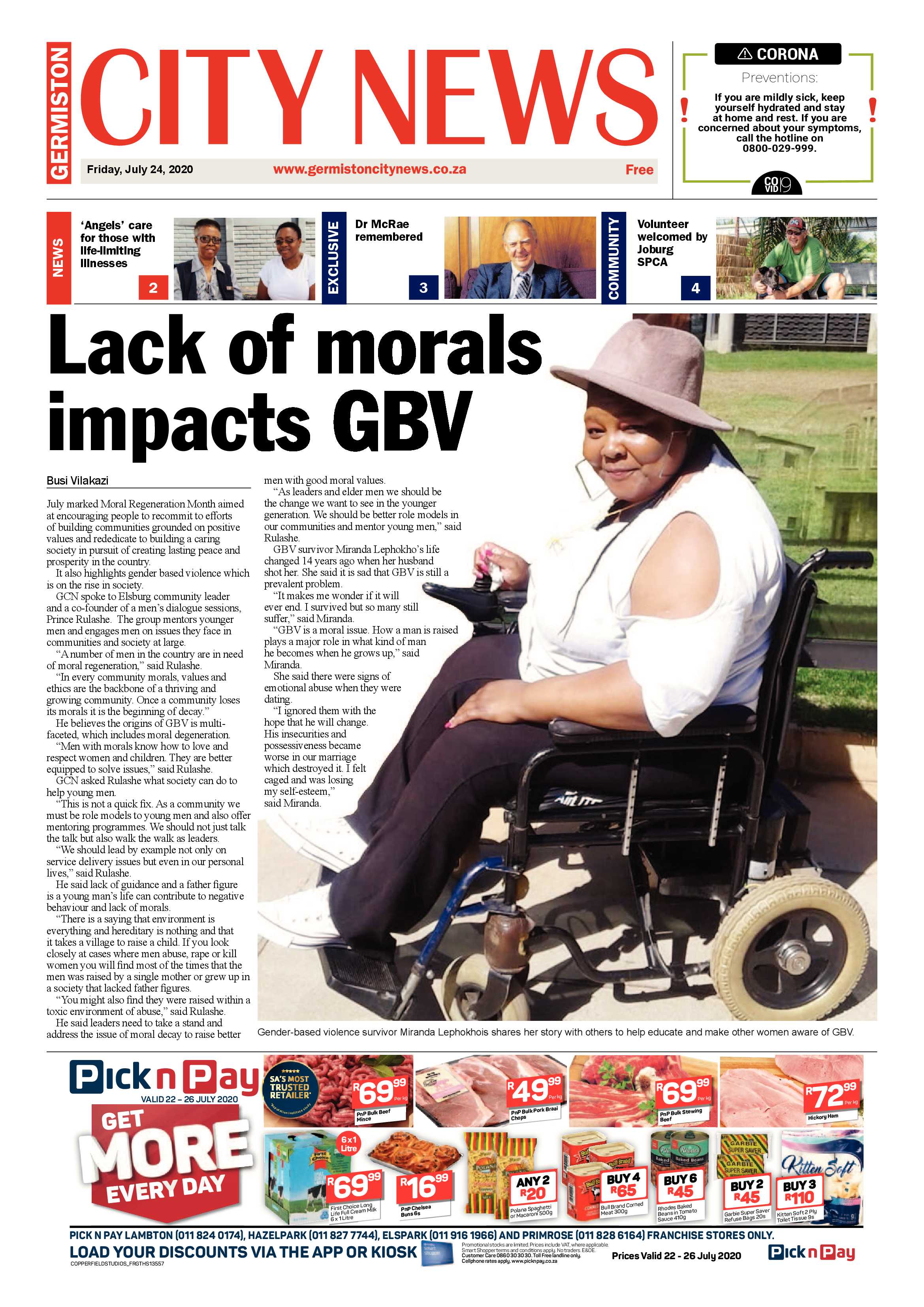 Germiston City News 22 July 2020 page 1
