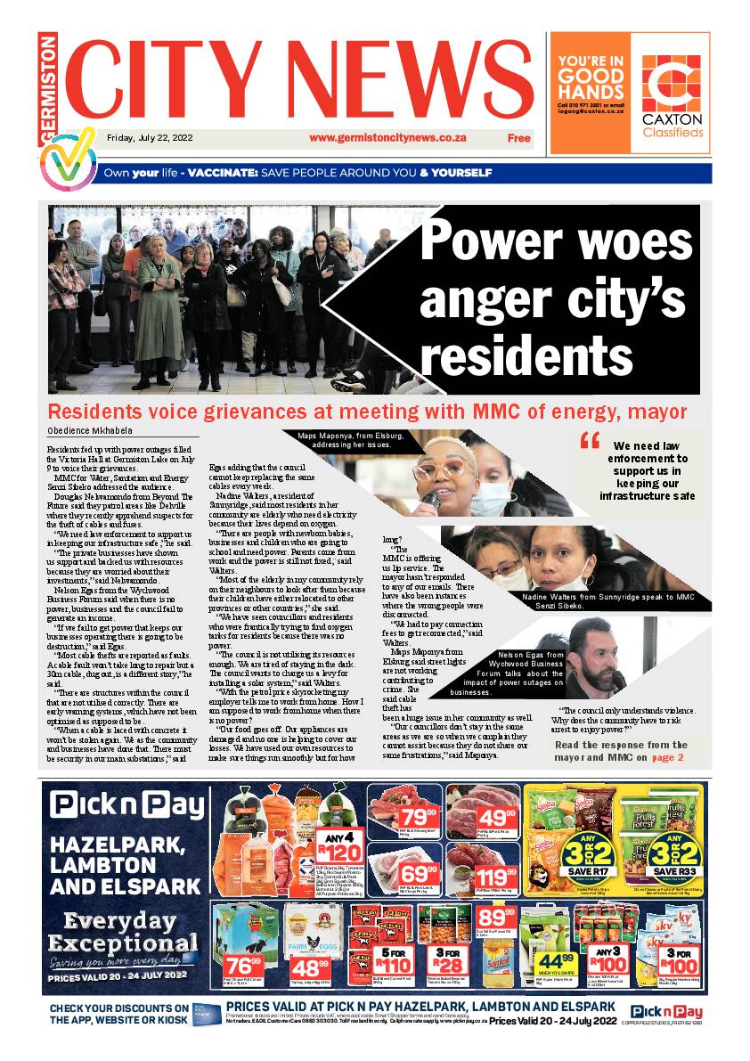 Germiston City News 22 July 2022 page 1
