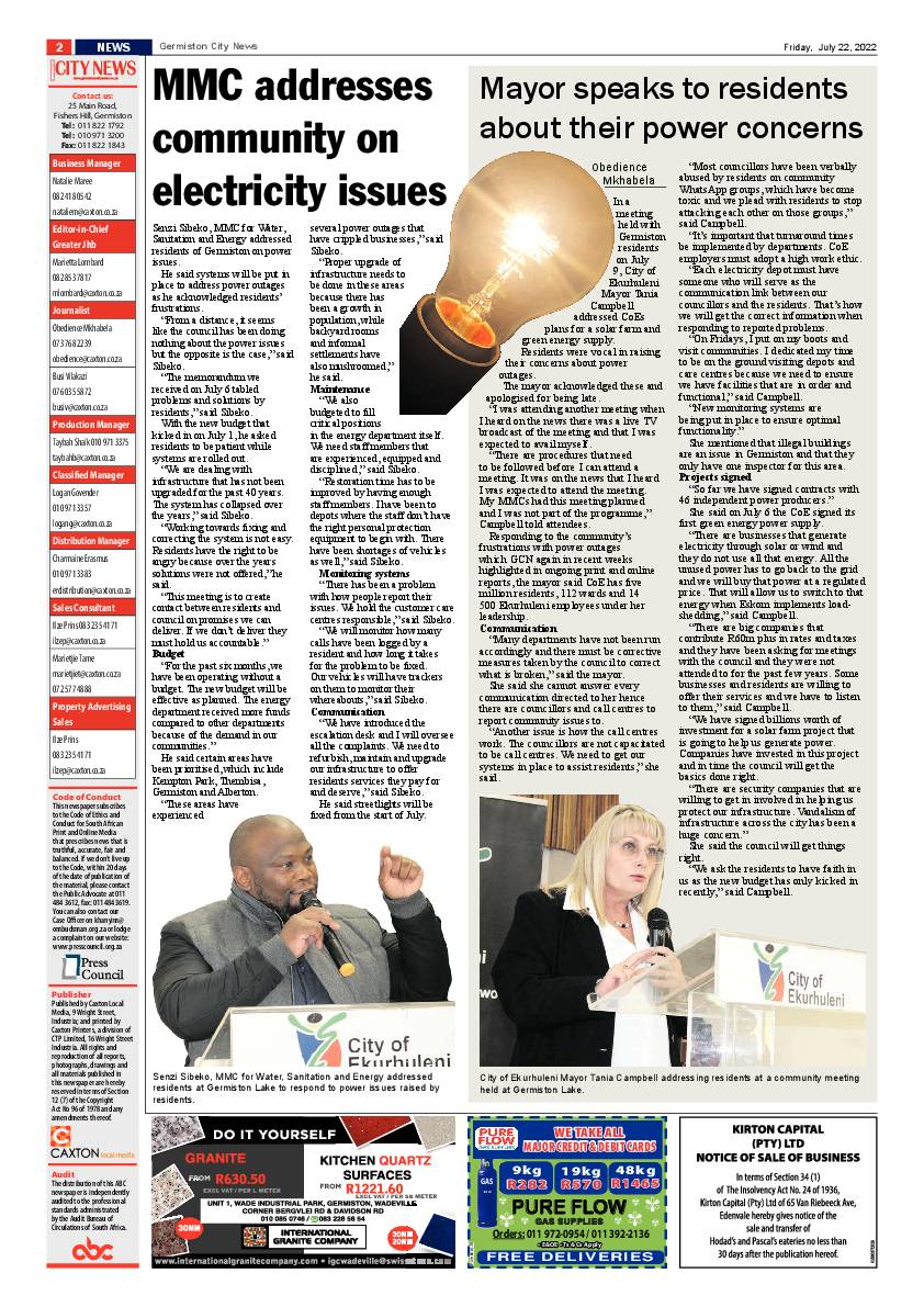 Germiston City News 22 July 2022 page 2