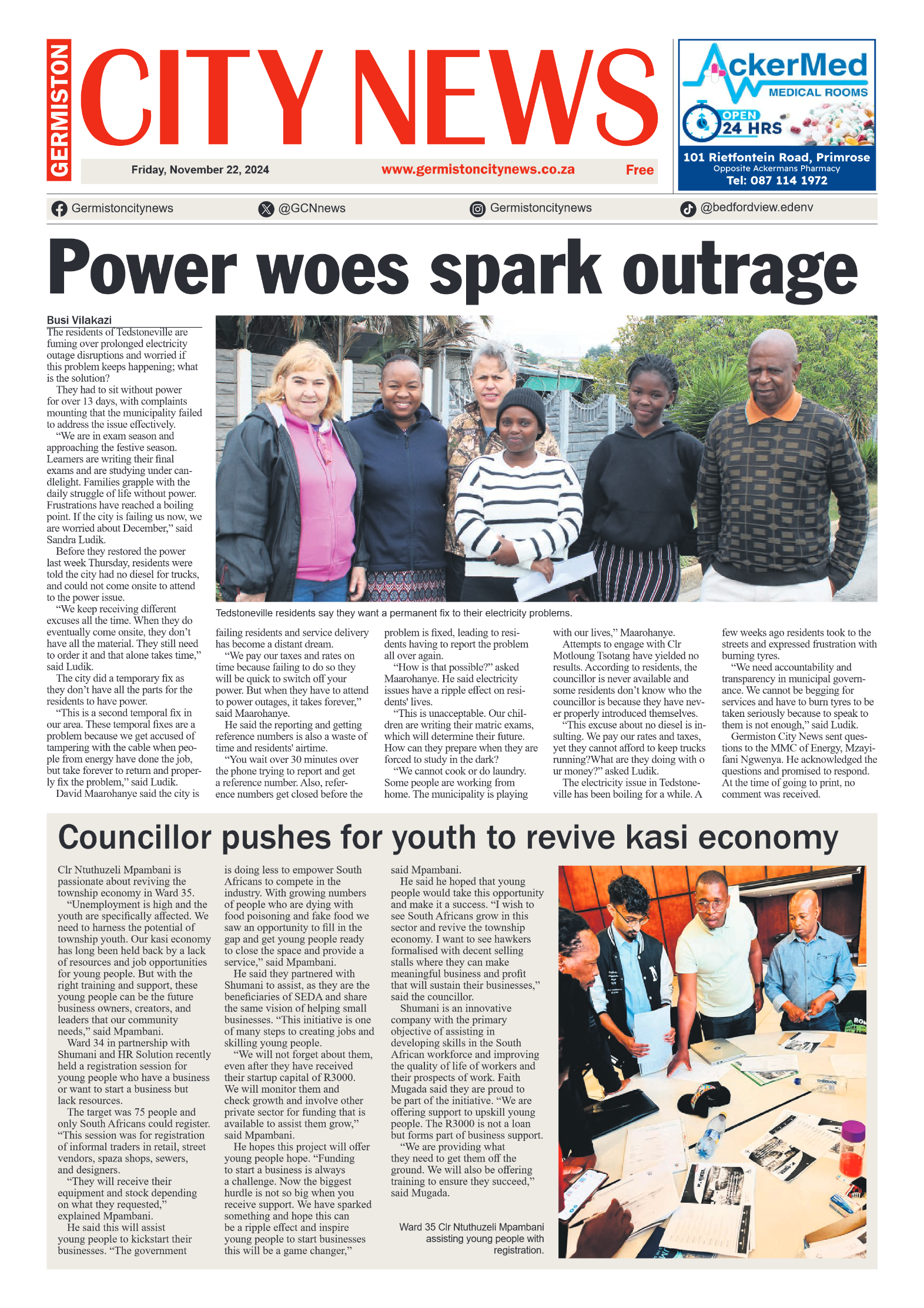 Germiston City News 22 November 2024 page 1