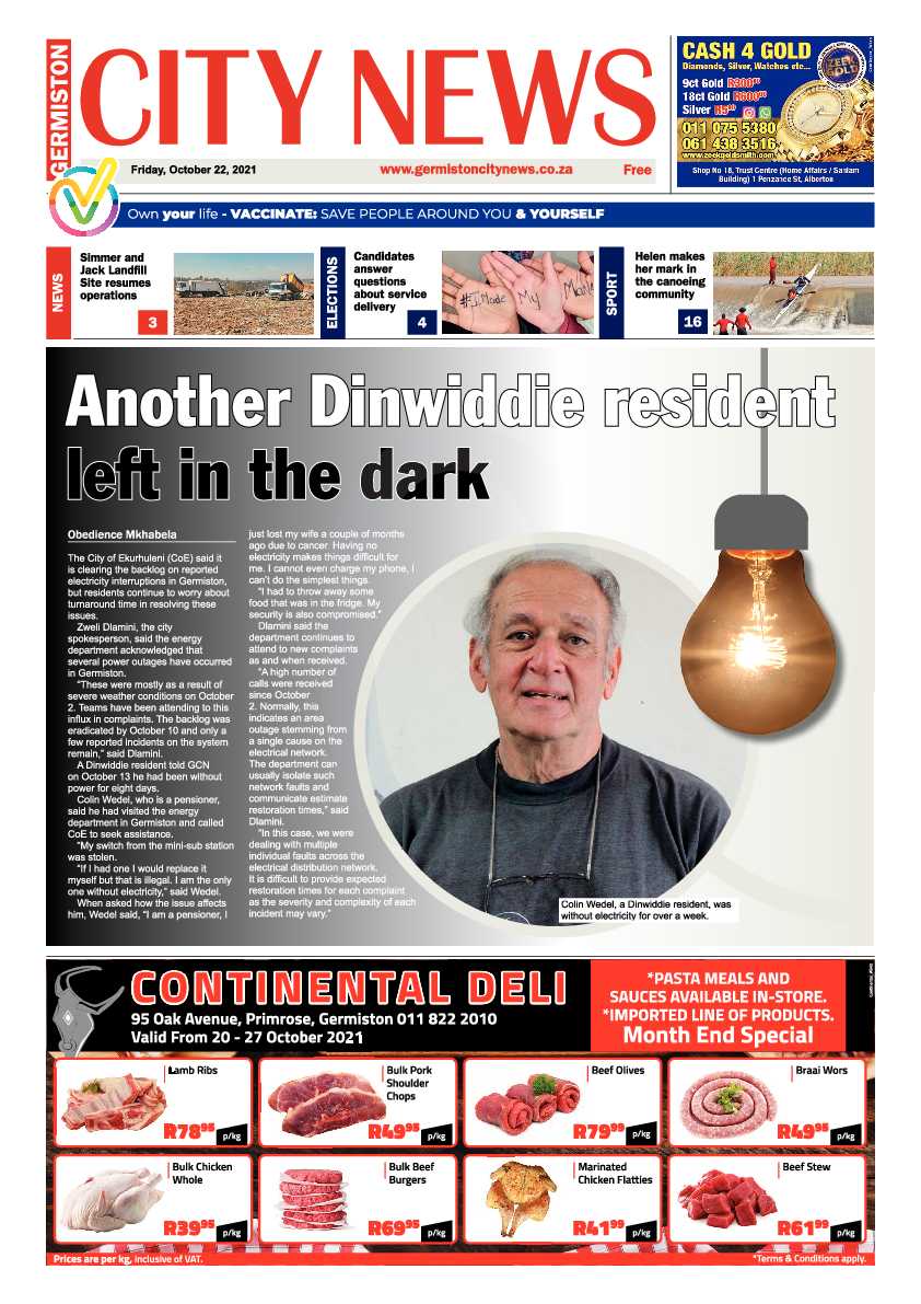 Germiston City News 22 October 2021 page 1