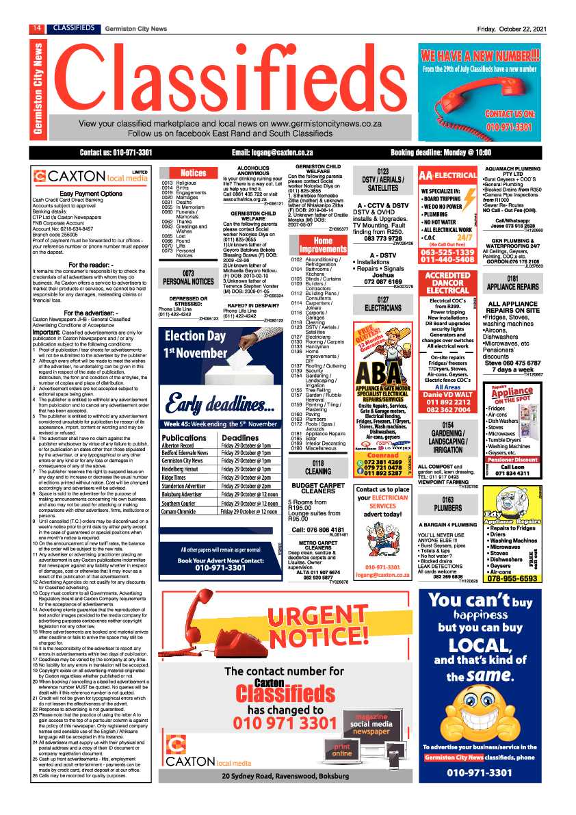 Germiston City News 22 October 2021 page 14