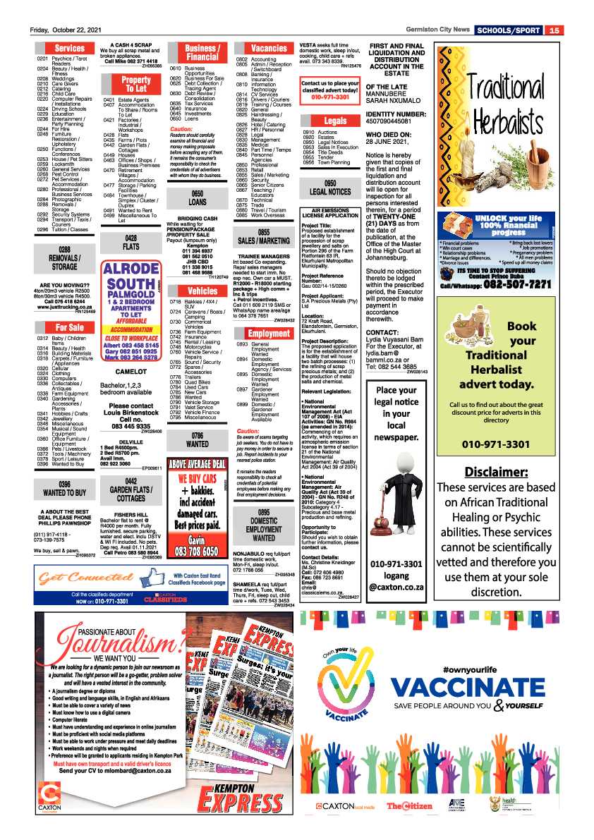 Germiston City News 22 October 2021 page 15