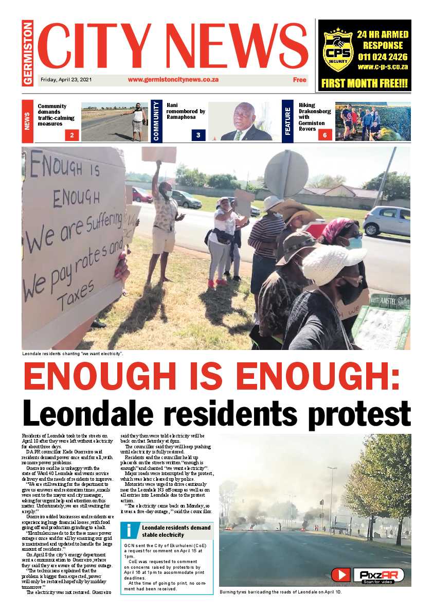 Germiston City News 23 April 2021 page 1