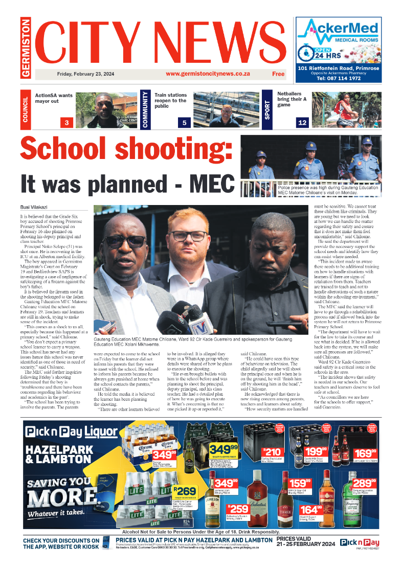 Germiston City News 23 February 2024 page 1