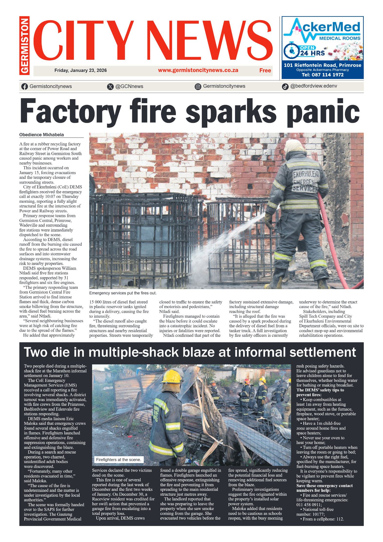 Germiston City News 23 January 2026 page 1