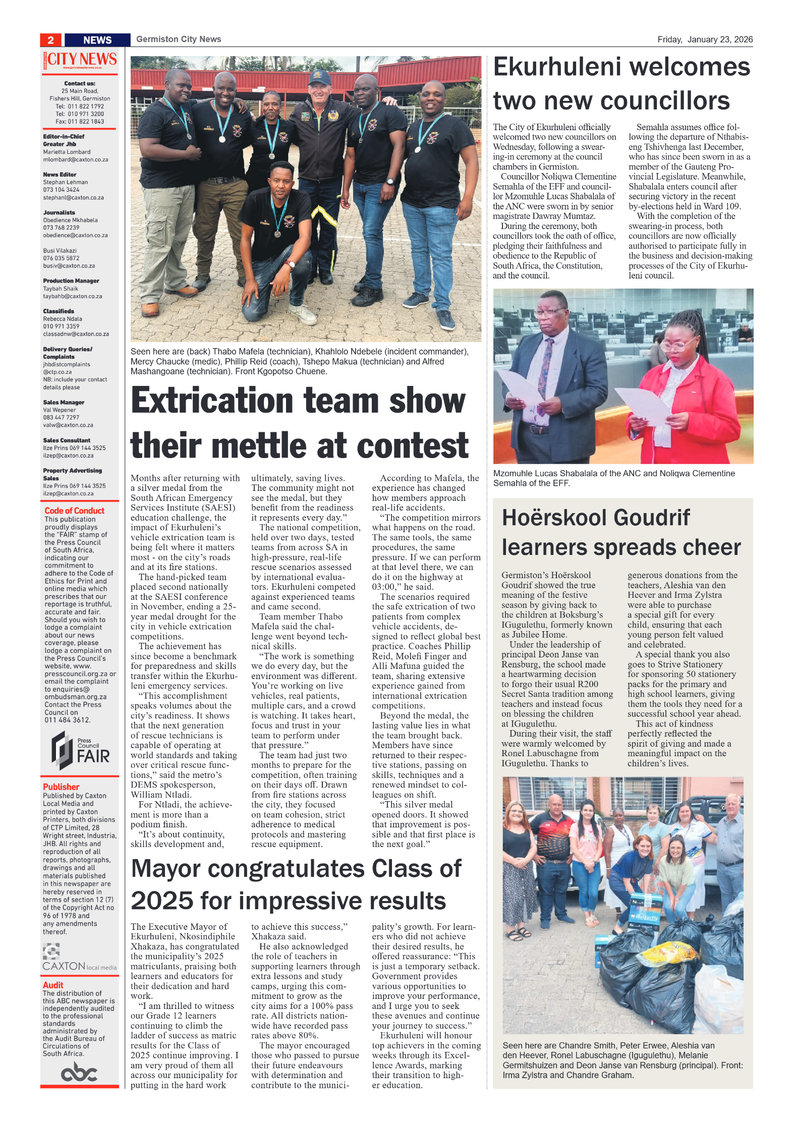 Germiston City News 23 January 2026 page 2