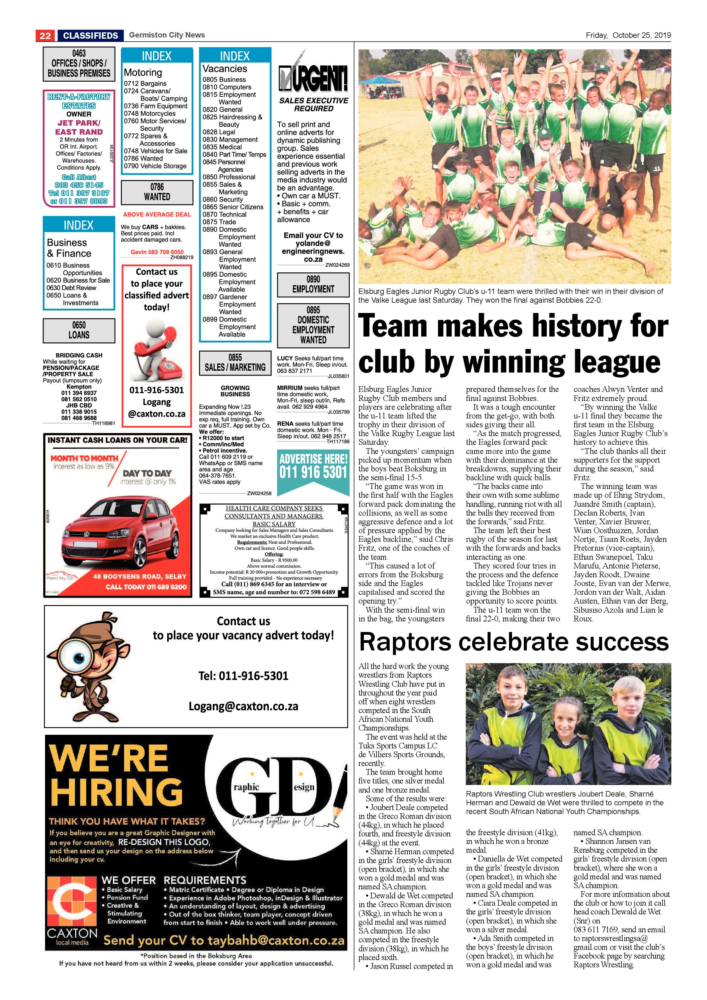 Germiston City News 23 October 2019 page 22