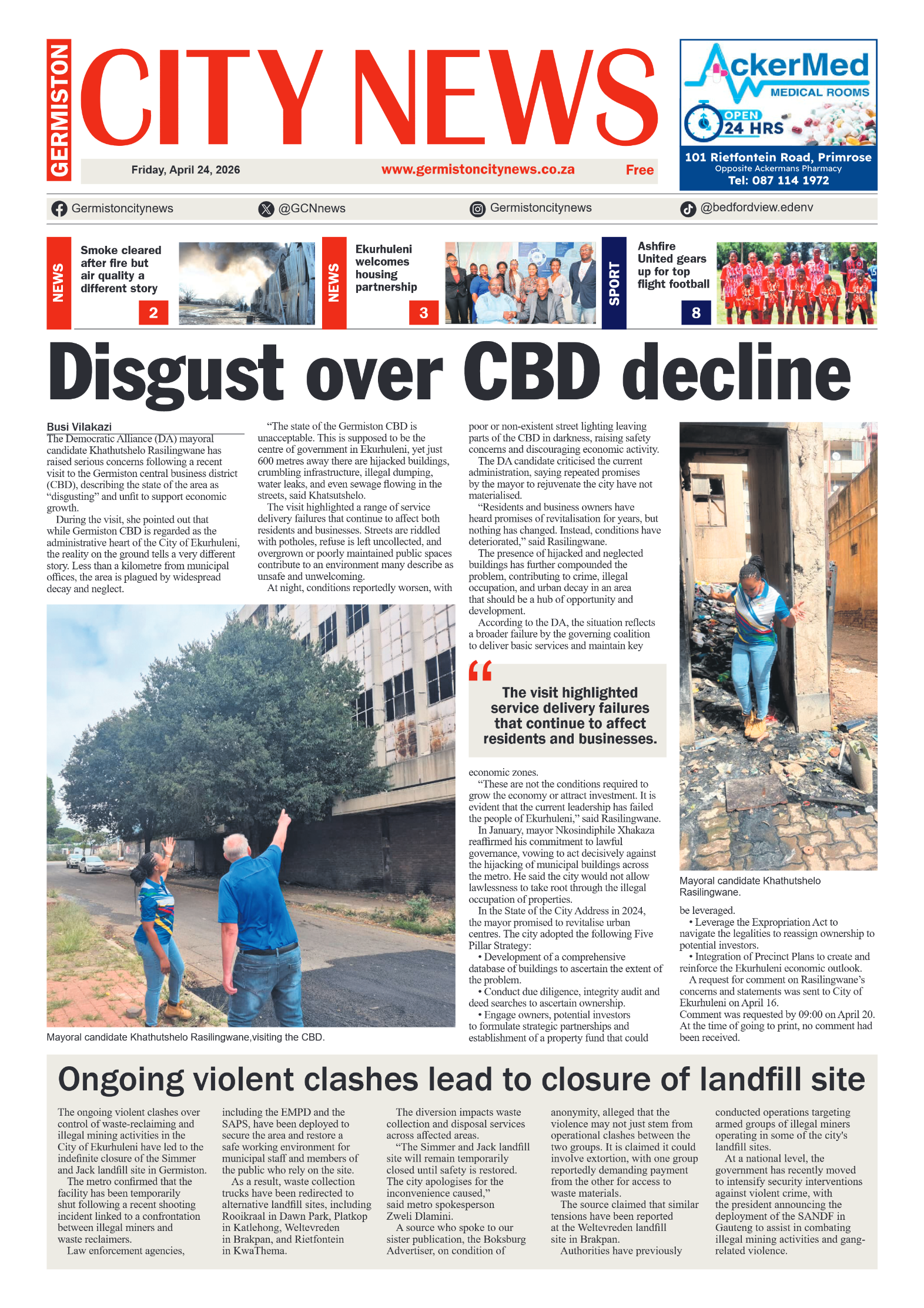 Germiston City News 24 April 2026 page 1