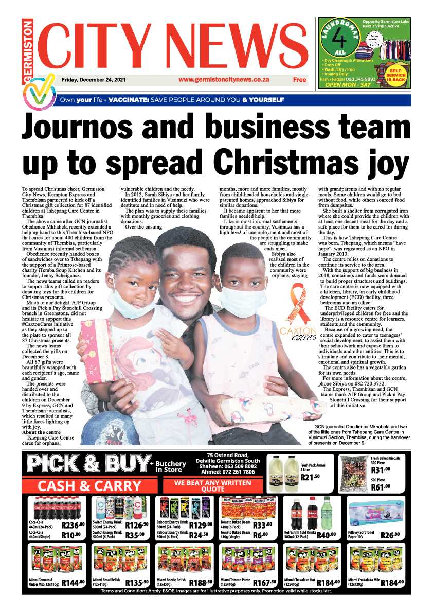 Germiston City News 24 December 2021 page 1