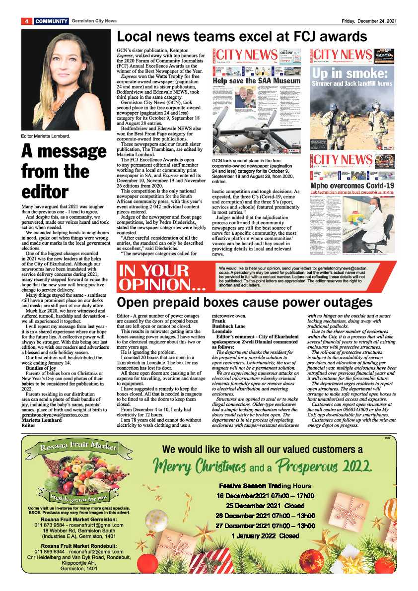 Germiston City News 24 December 2021 page 4