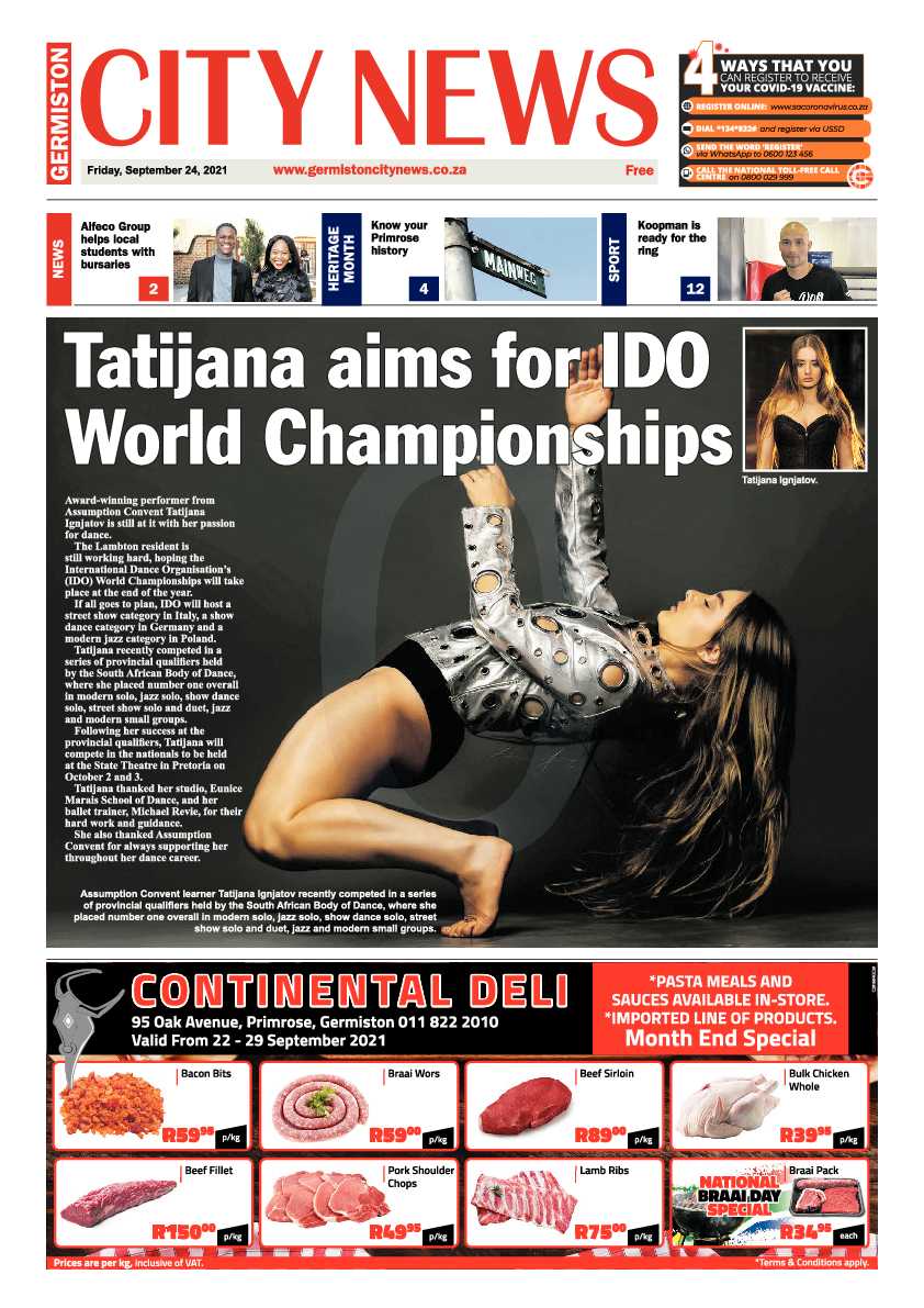 Germiston City News 24 September 2021 page 1