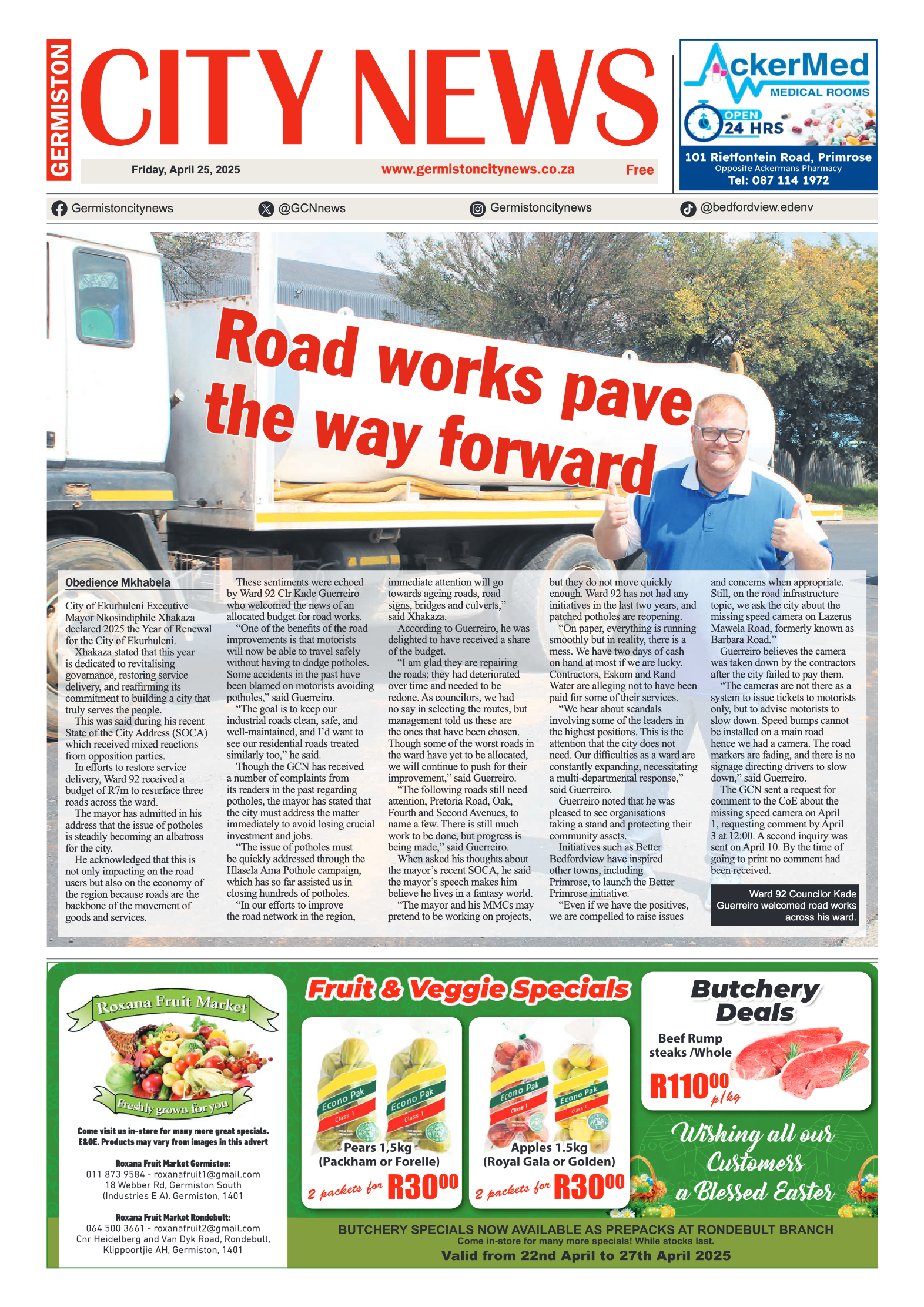 Germiston City News 25 April 2025 page 1