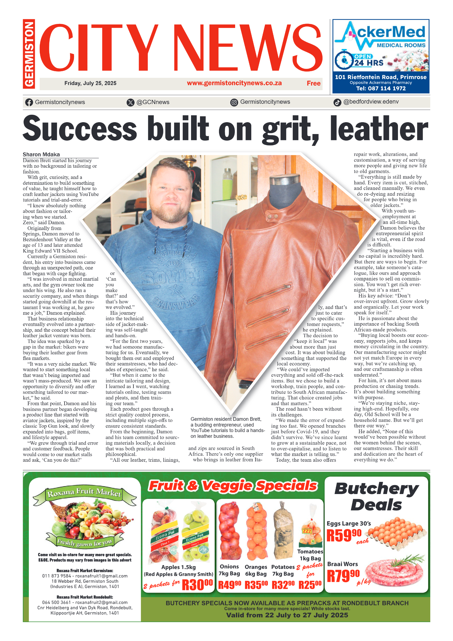 Germiston City News 25 July 2025 page 1