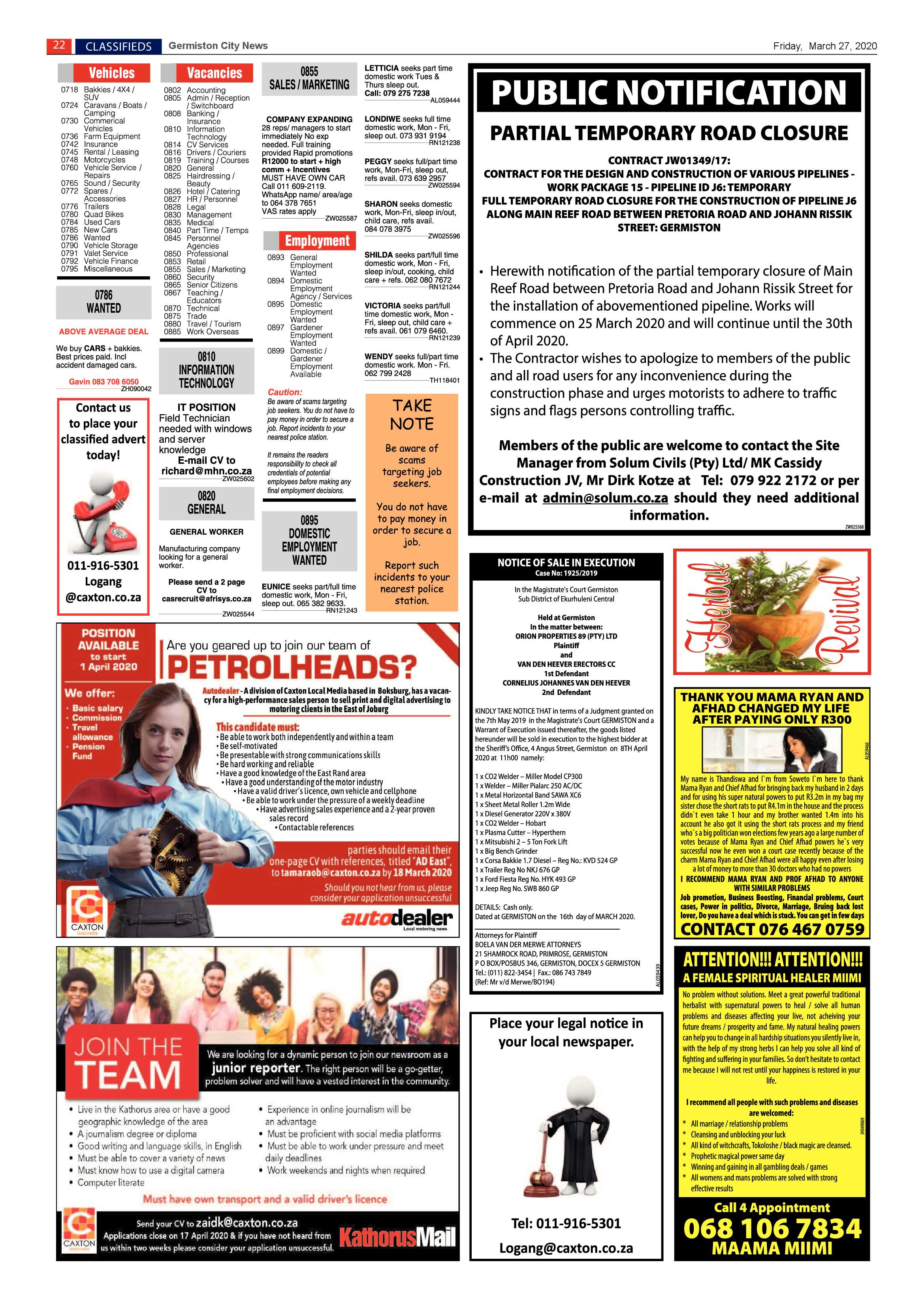 Germiston City News 25 March 2020 page 22