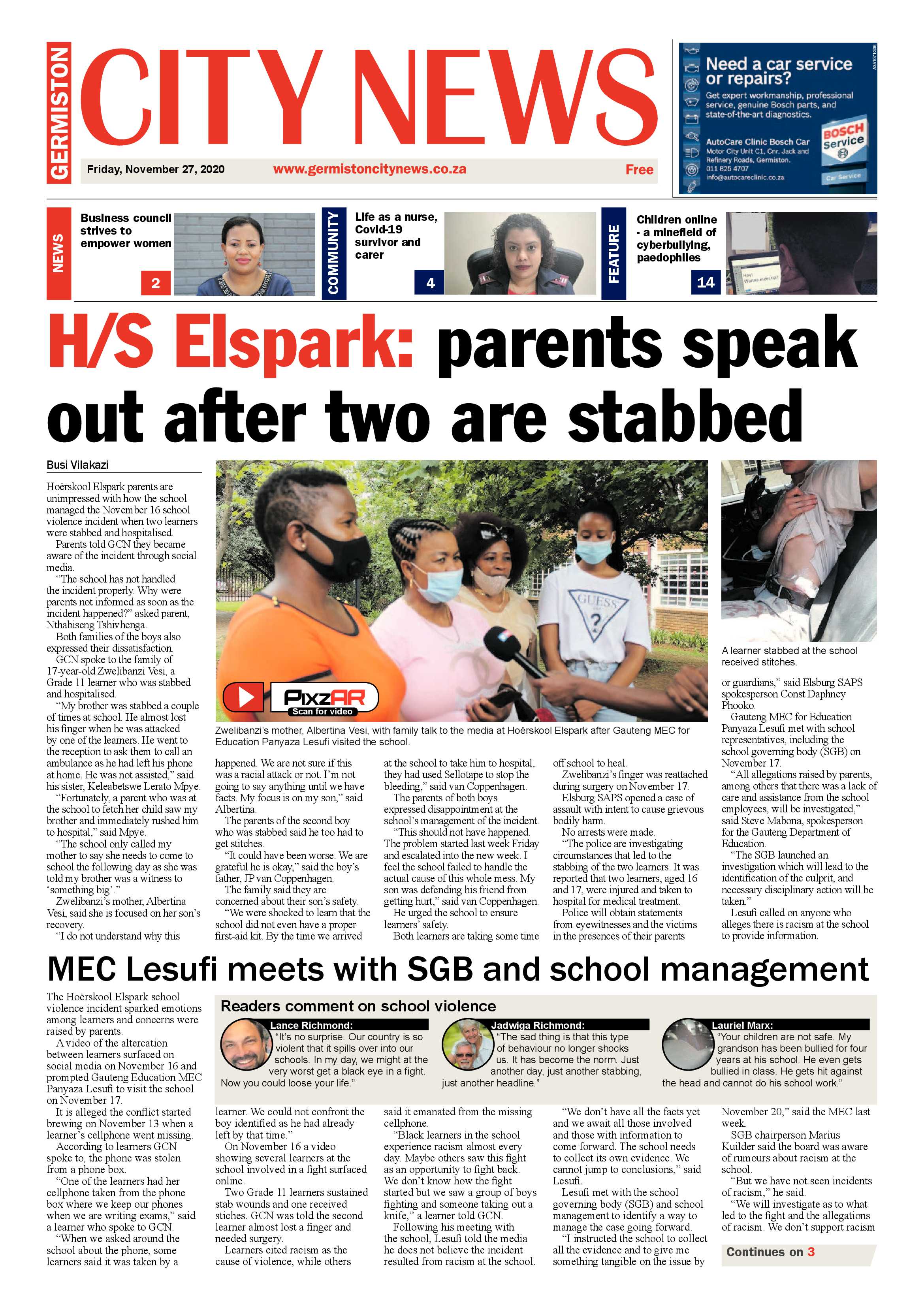 Germiston City News 25 November  2020 page 1