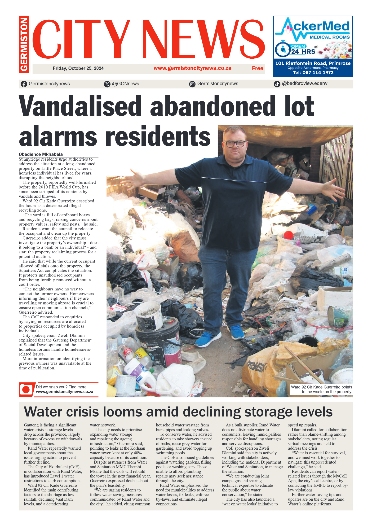 Germiston City News 25 October 2024 page 1